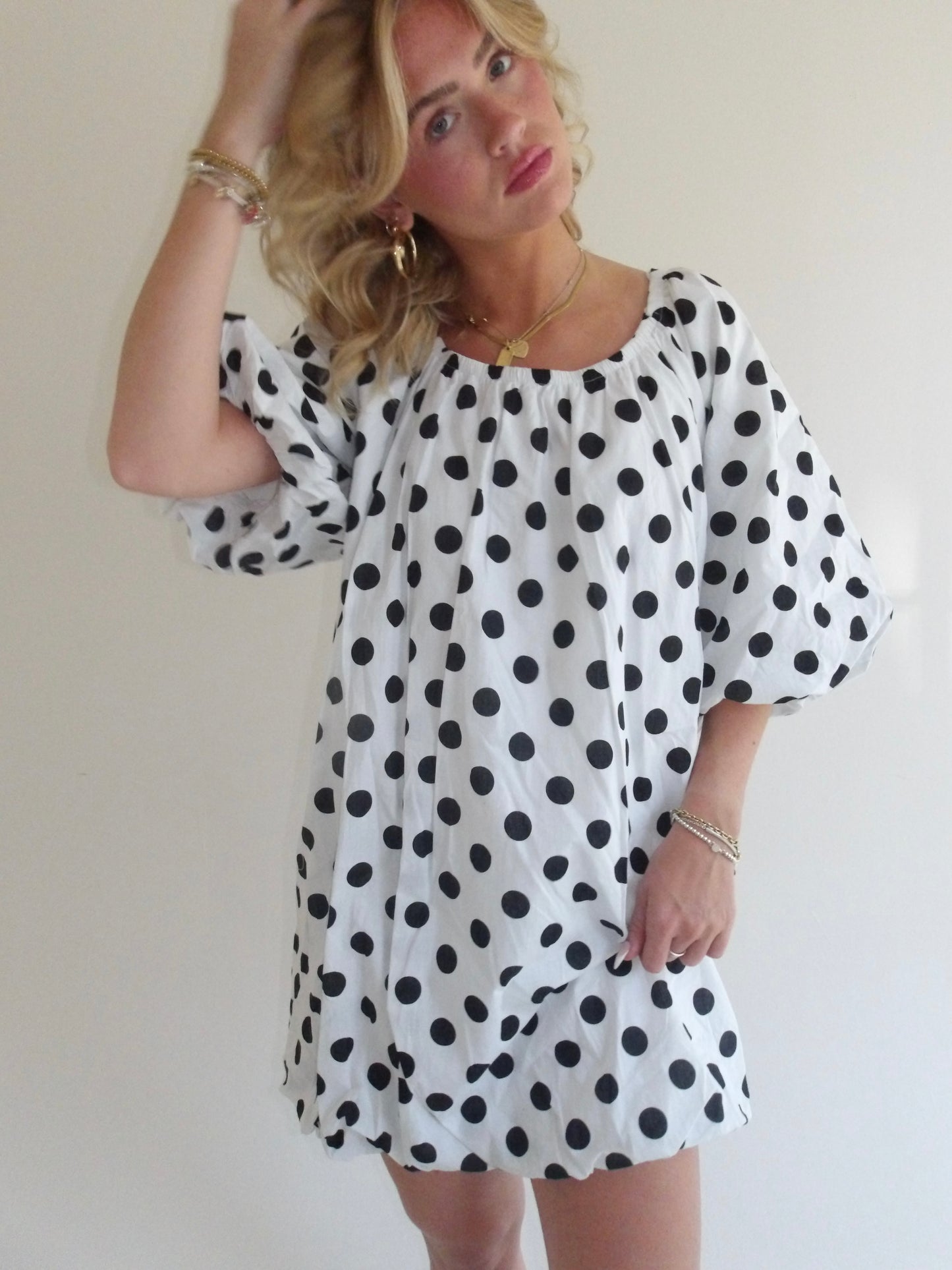 Sunday Polka Puff Dress