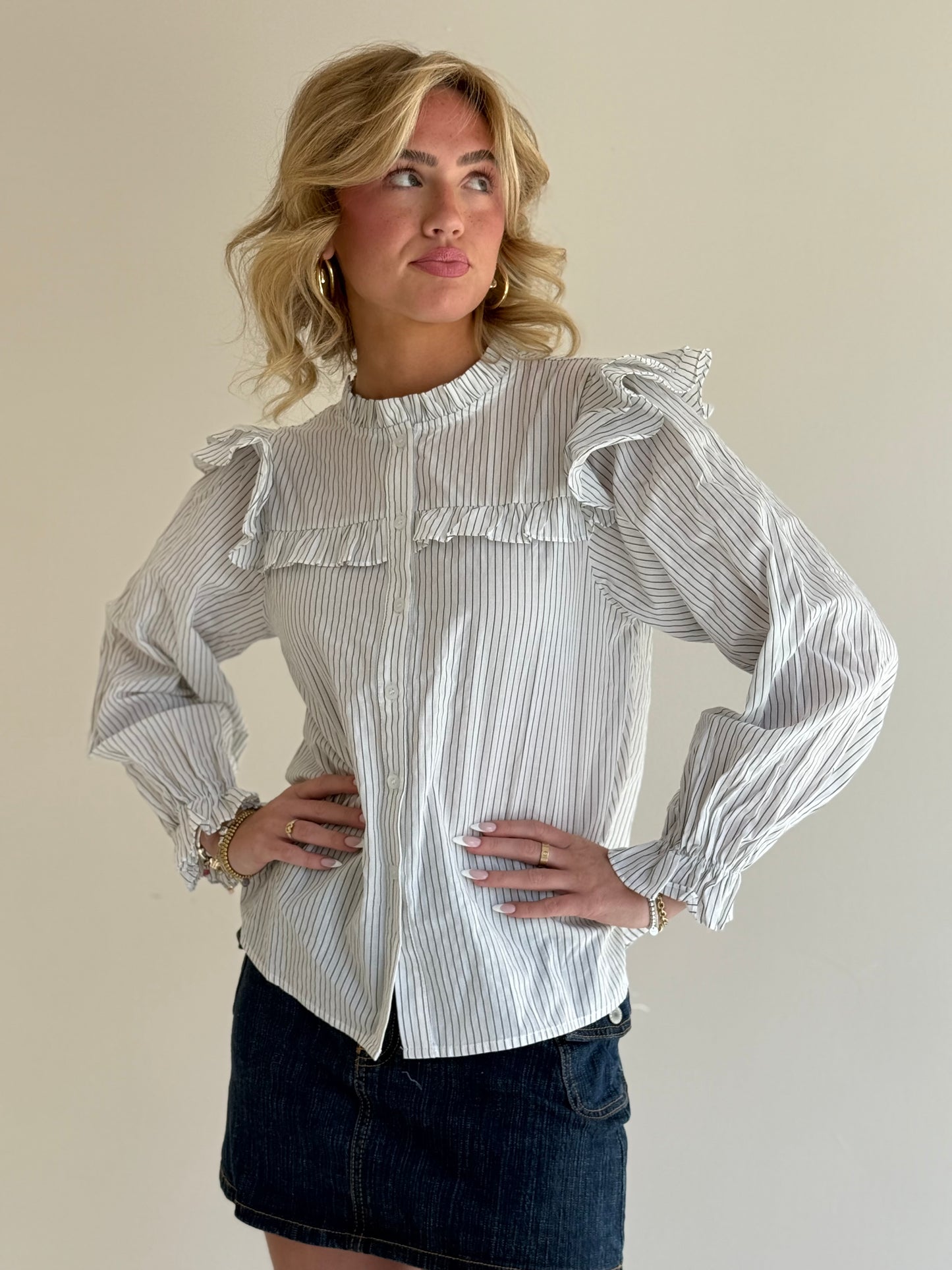 Riot Striped Poet Blouse