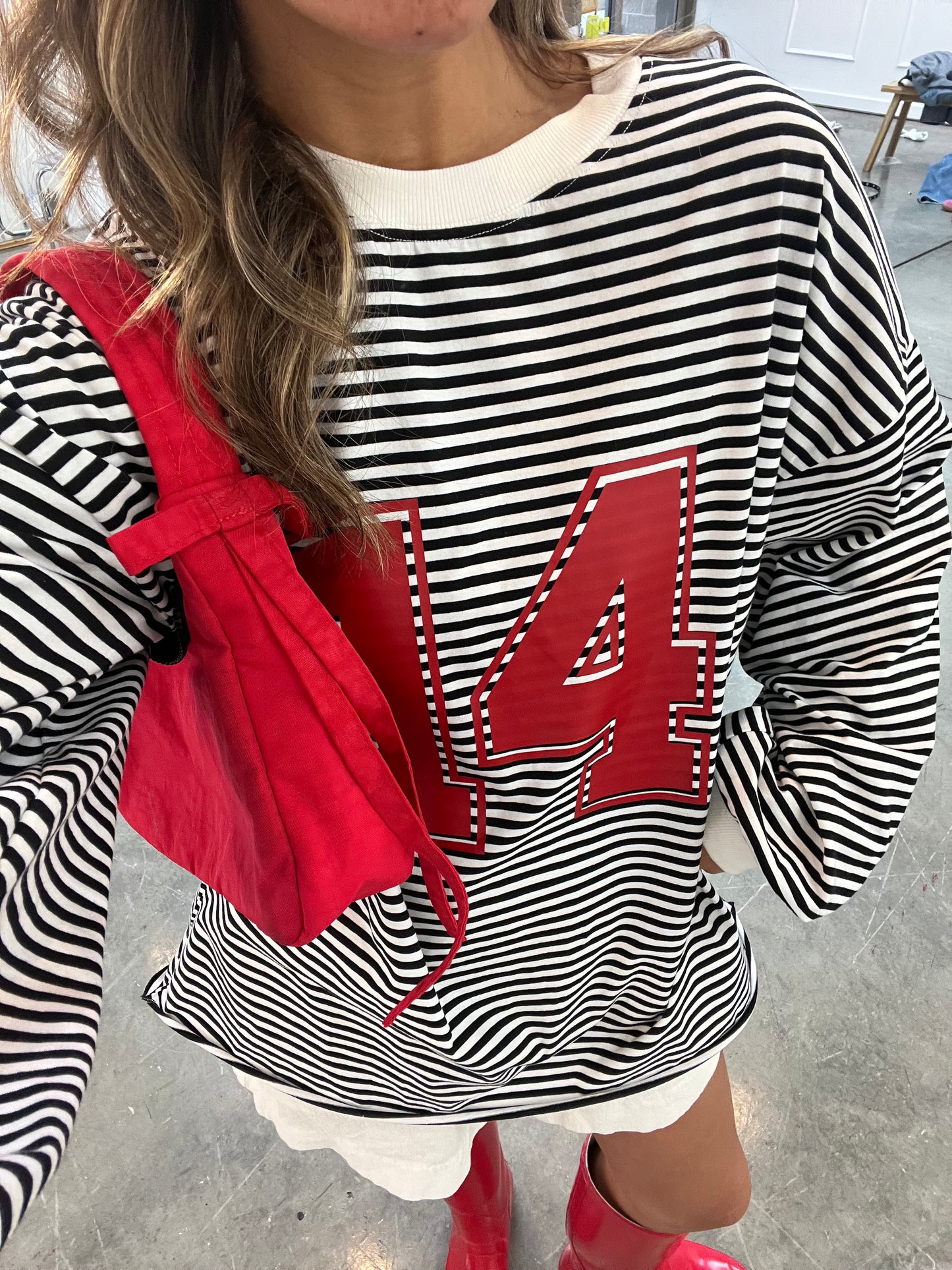 Riot Striped Varsity Tee- in black/red (FALL RESTOCK PRE-ORDER)