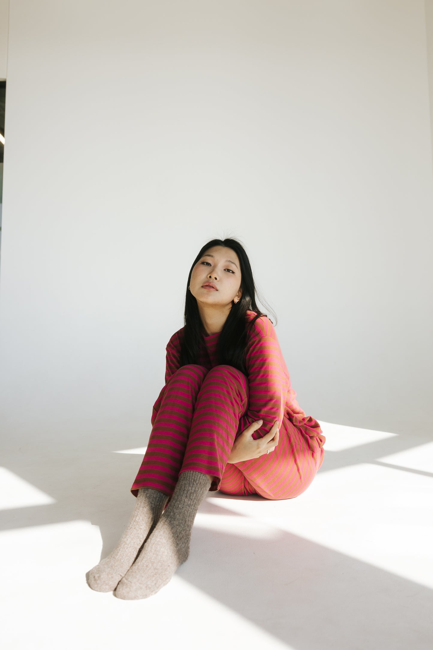 Riot Striped Lounge TEE in- Red/Brown (FALL RESTOCK PRE-ORDER)