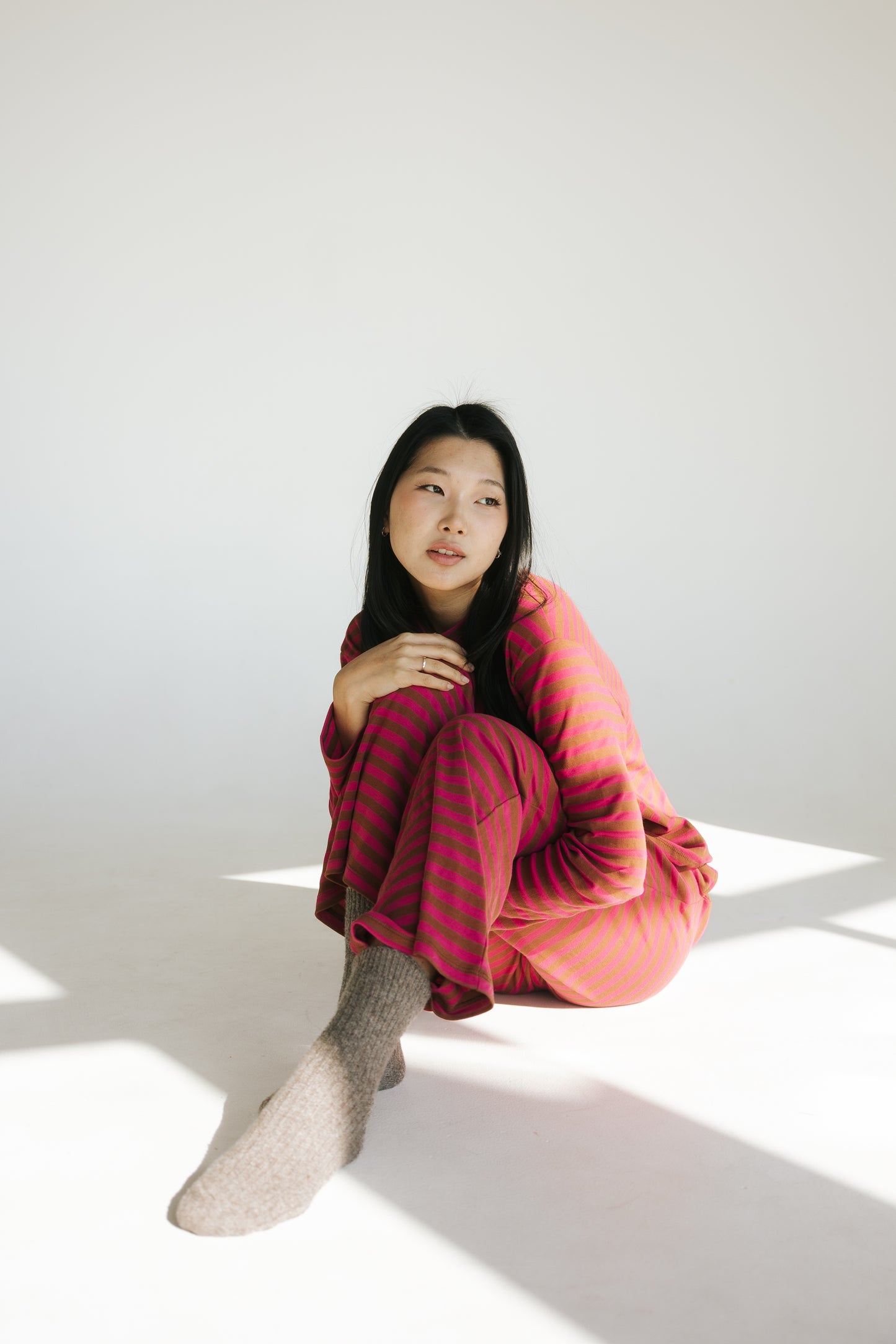 Riot Striped Lounge TEE in- Red/Brown (FALL RESTOCK PRE-ORDER)