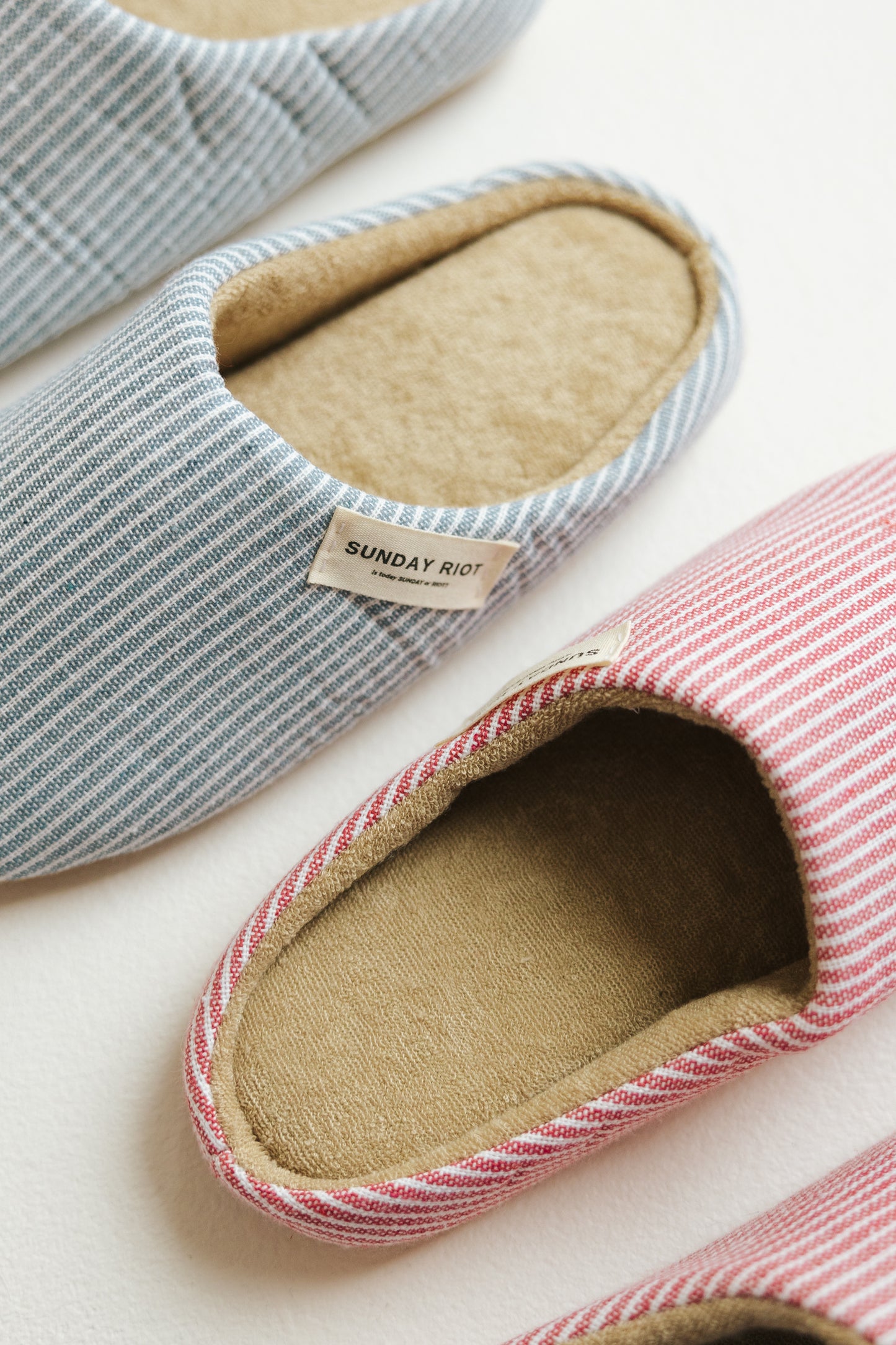 Riot Micro Stripped Slippers in- Strawberry (FALL RESTOCK PRE-ORDER)
