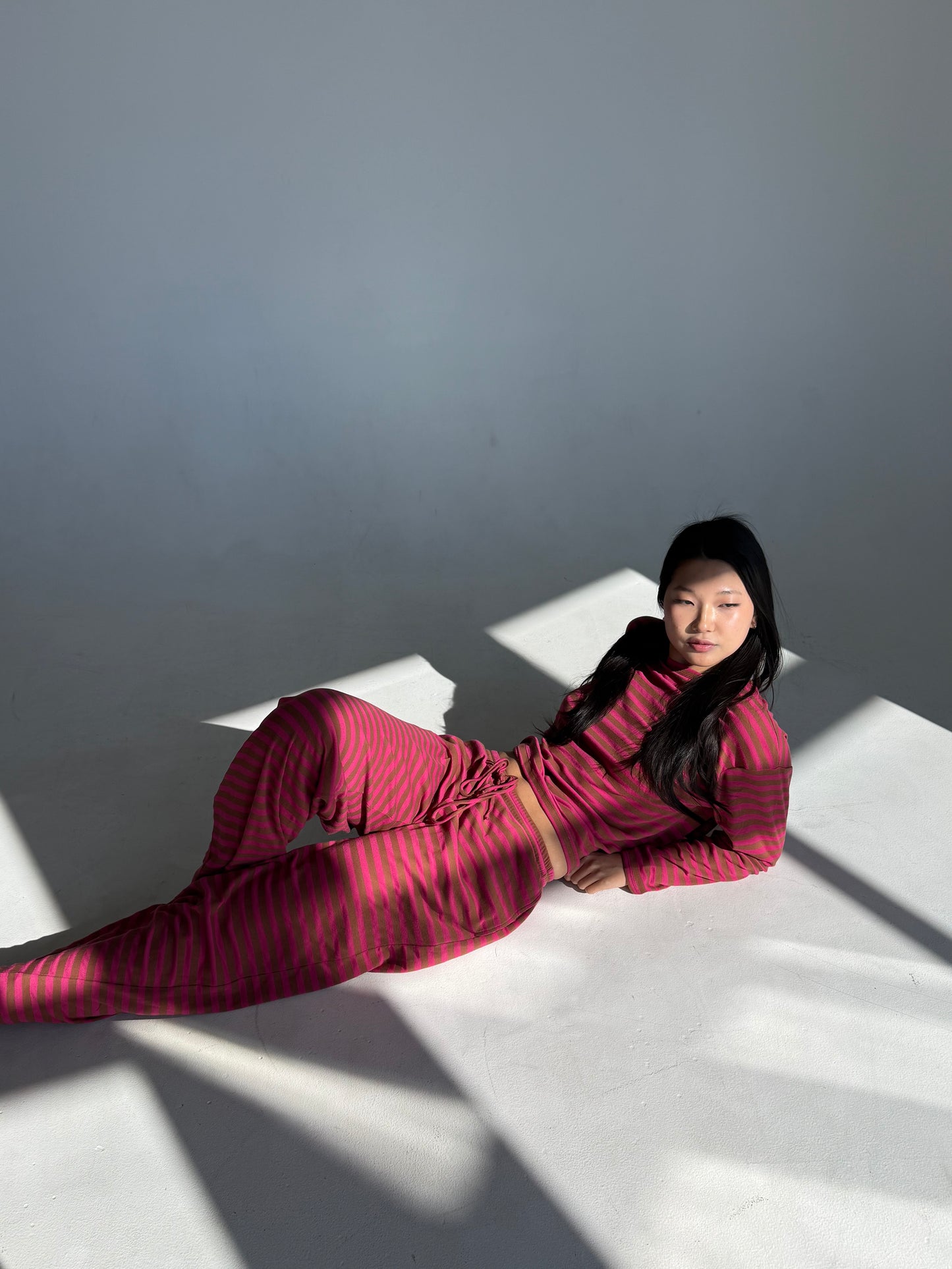 Riot Striped Lounge TEE in- Red/Brown (FALL RESTOCK PRE-ORDER)