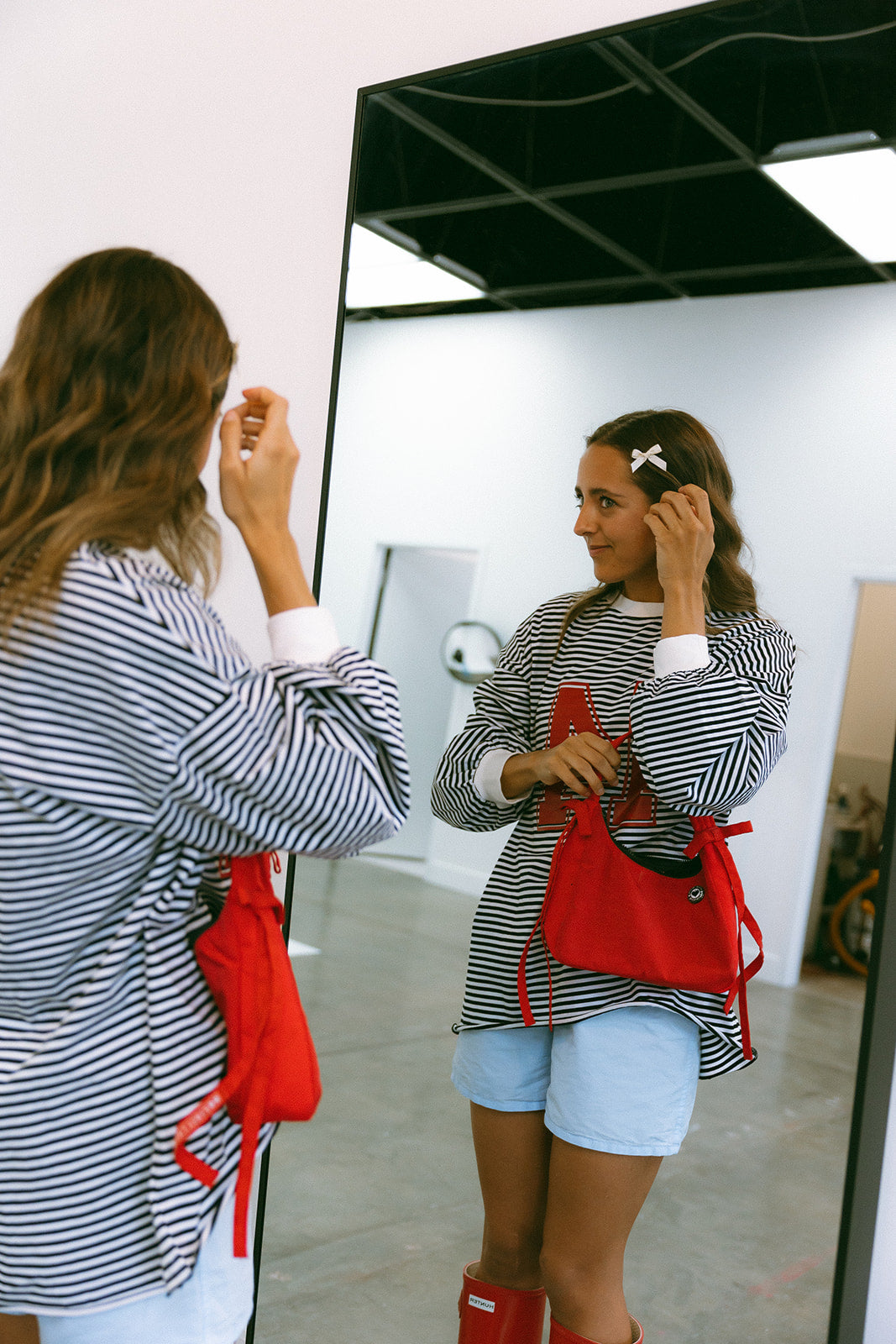 Riot Striped Varsity Tee- in black/red (FALL RESTOCK PRE-ORDER)