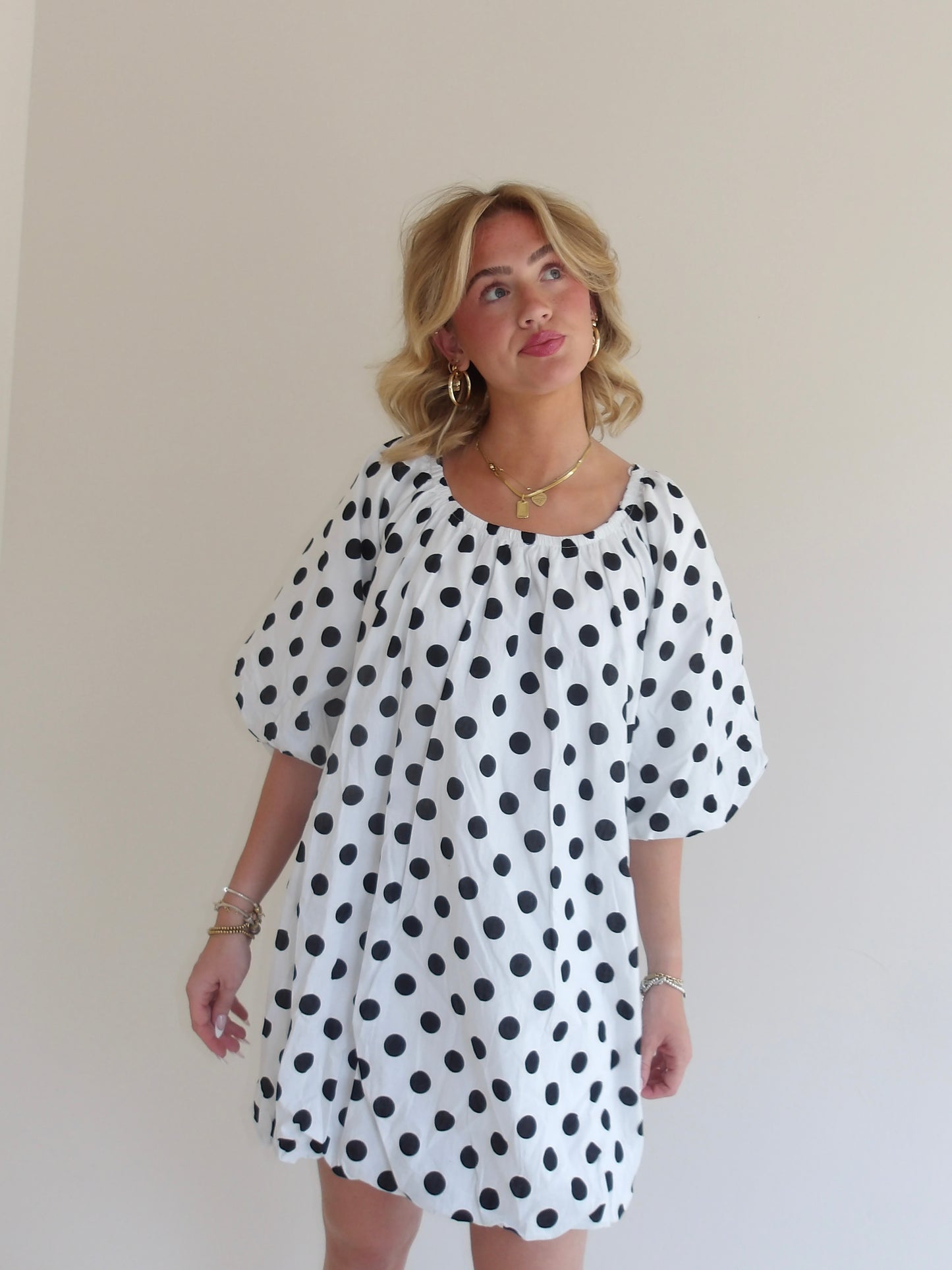 Sunday Polka Puff Dress