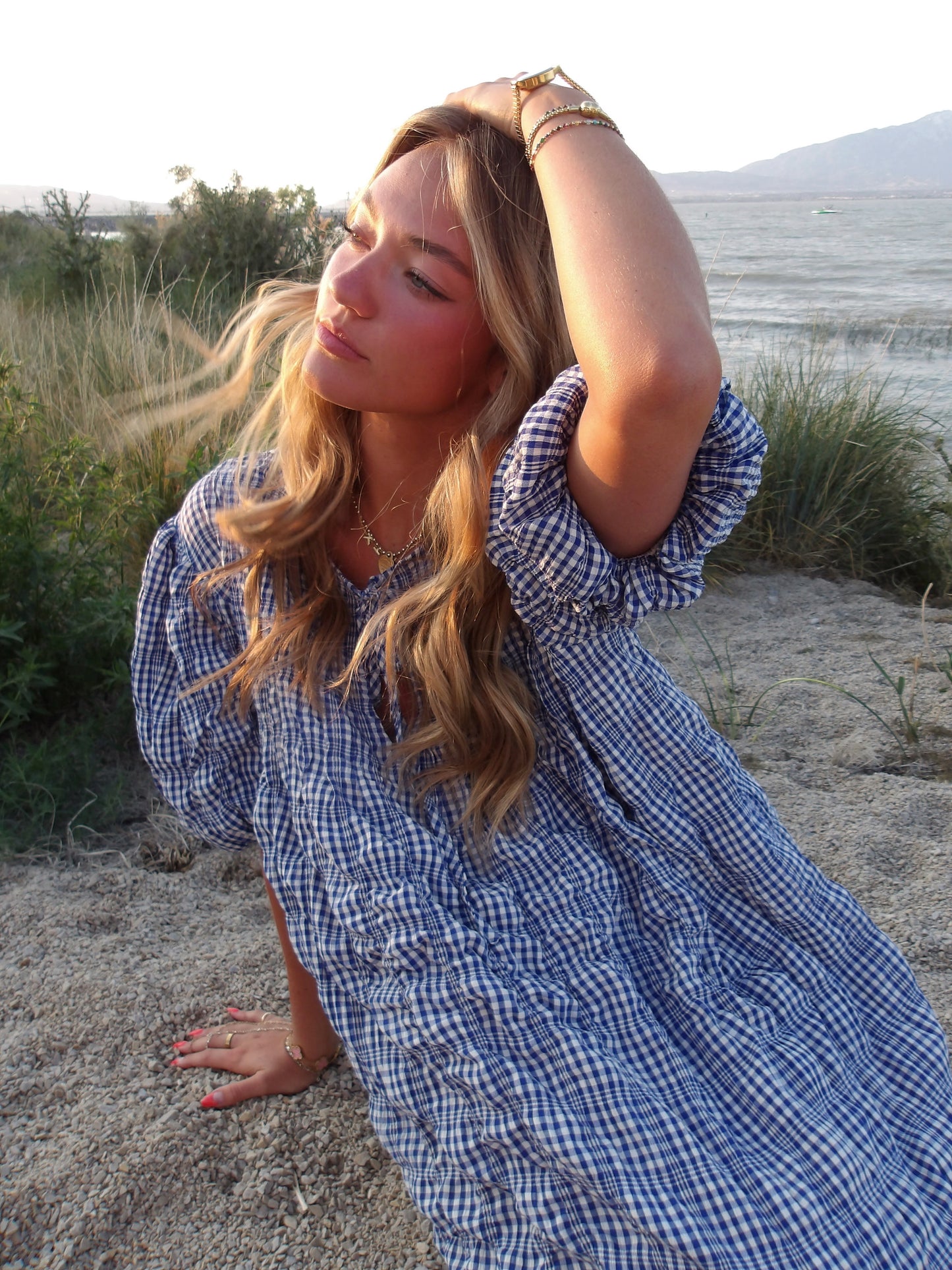 Sunday Blueberry Puff Mini Dress