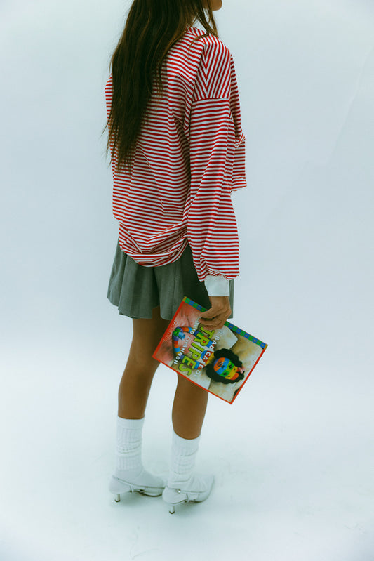 RESTOCKED Riot Striped Varsity Tee (RED)