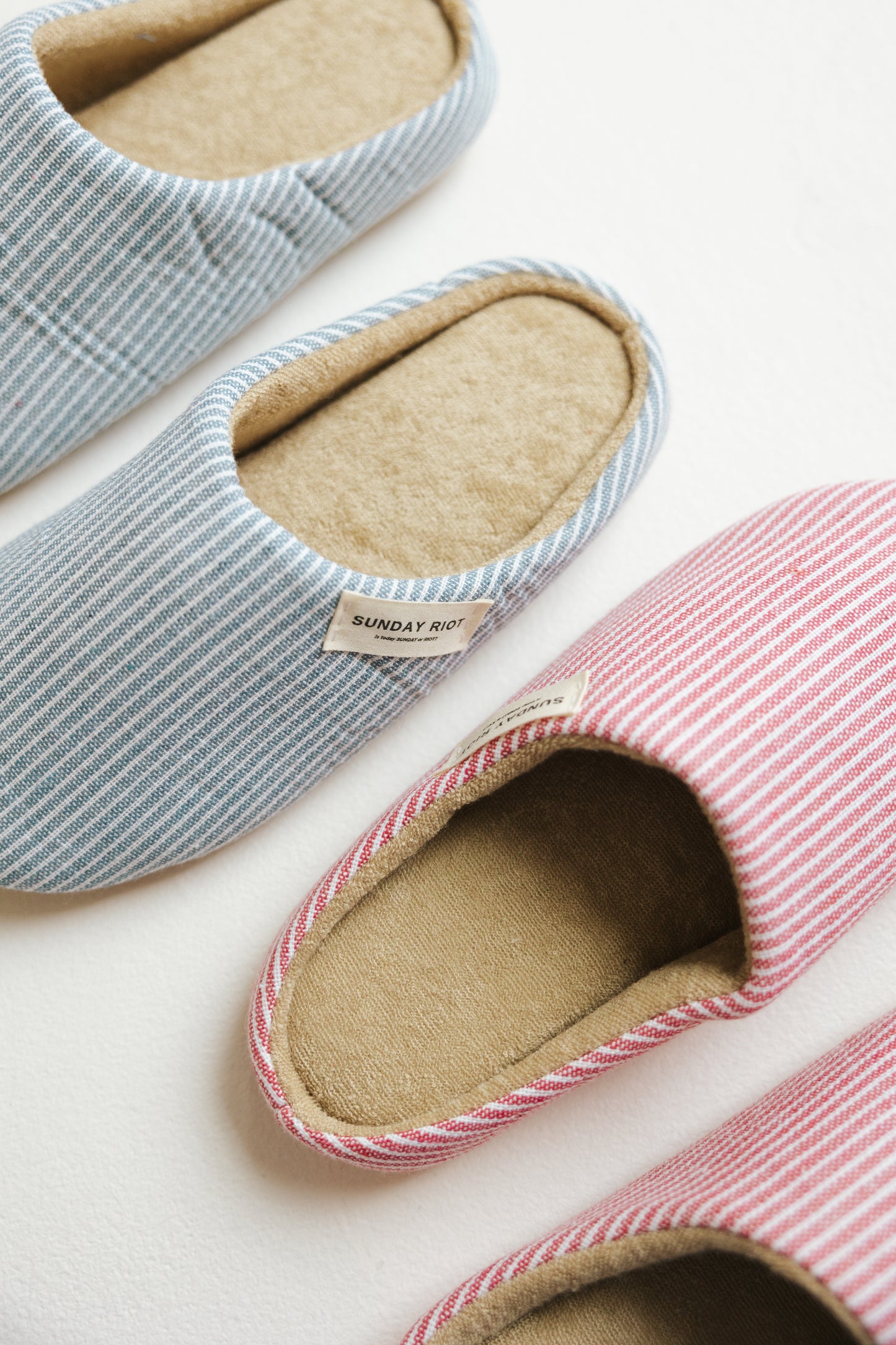 Riot Micro Stripped Slippers in- Strawberry (FALL RESTOCK PRE-ORDER)
