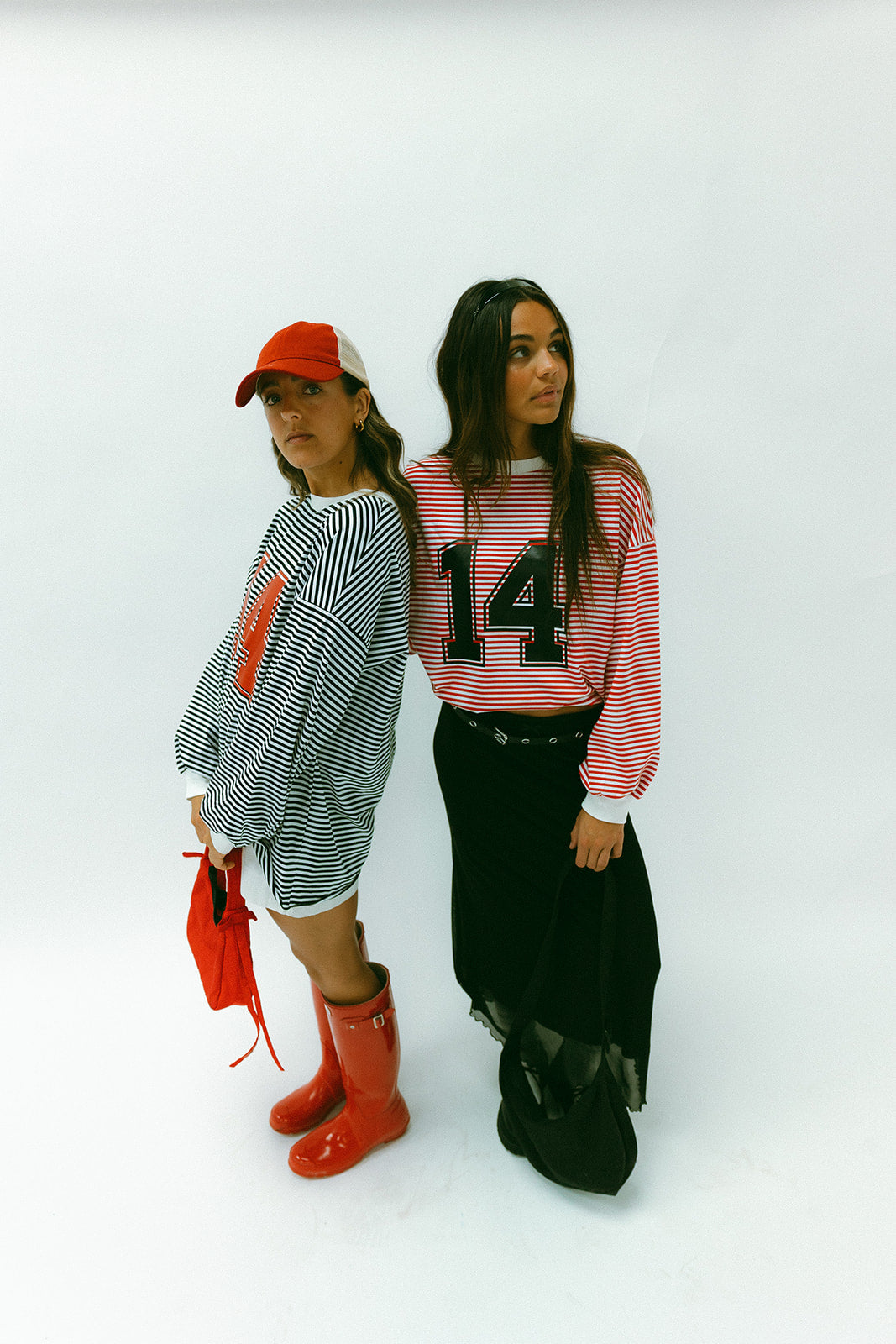 Riot Striped Varsity Tee- in black/red (FALL RESTOCK PRE-ORDER)