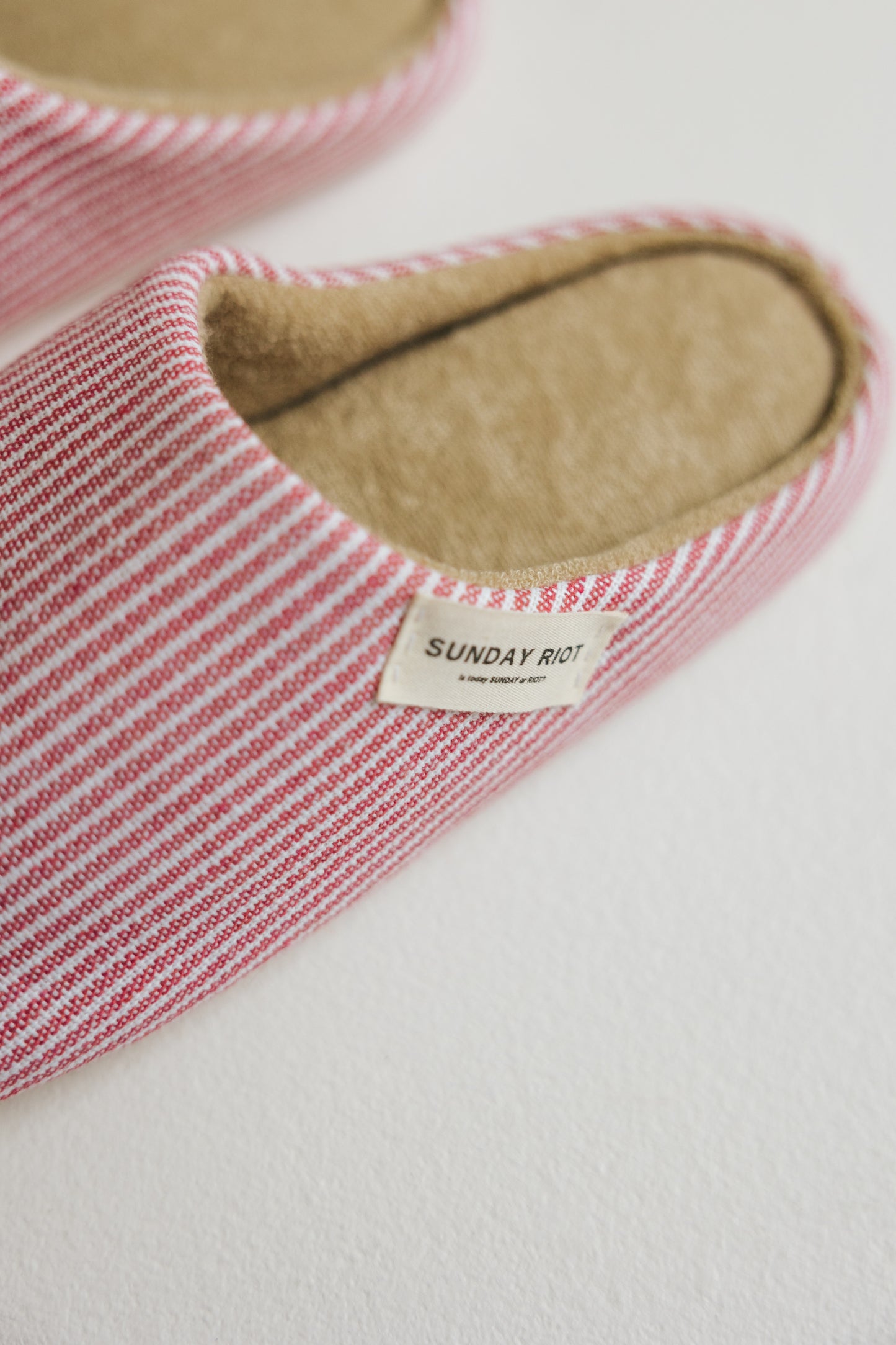 Riot Micro Stripped Slippers in- Strawberry (FALL RESTOCK PRE-ORDER)