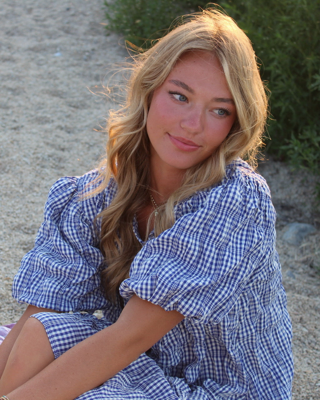Sunday Blueberry Puff Mini Dress