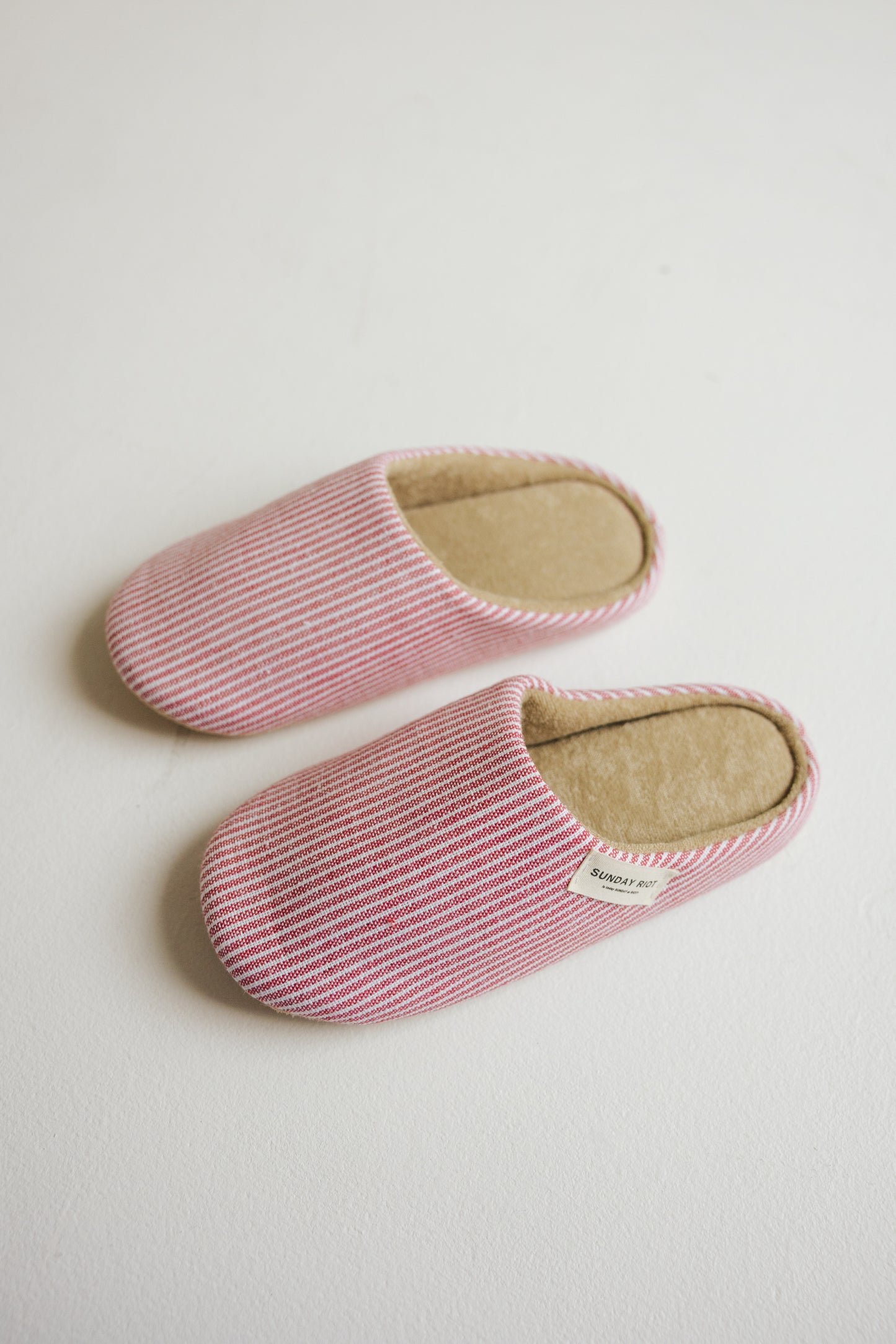 Riot Micro Stripped Slippers in- Strawberry (FALL RESTOCK PRE-ORDER)