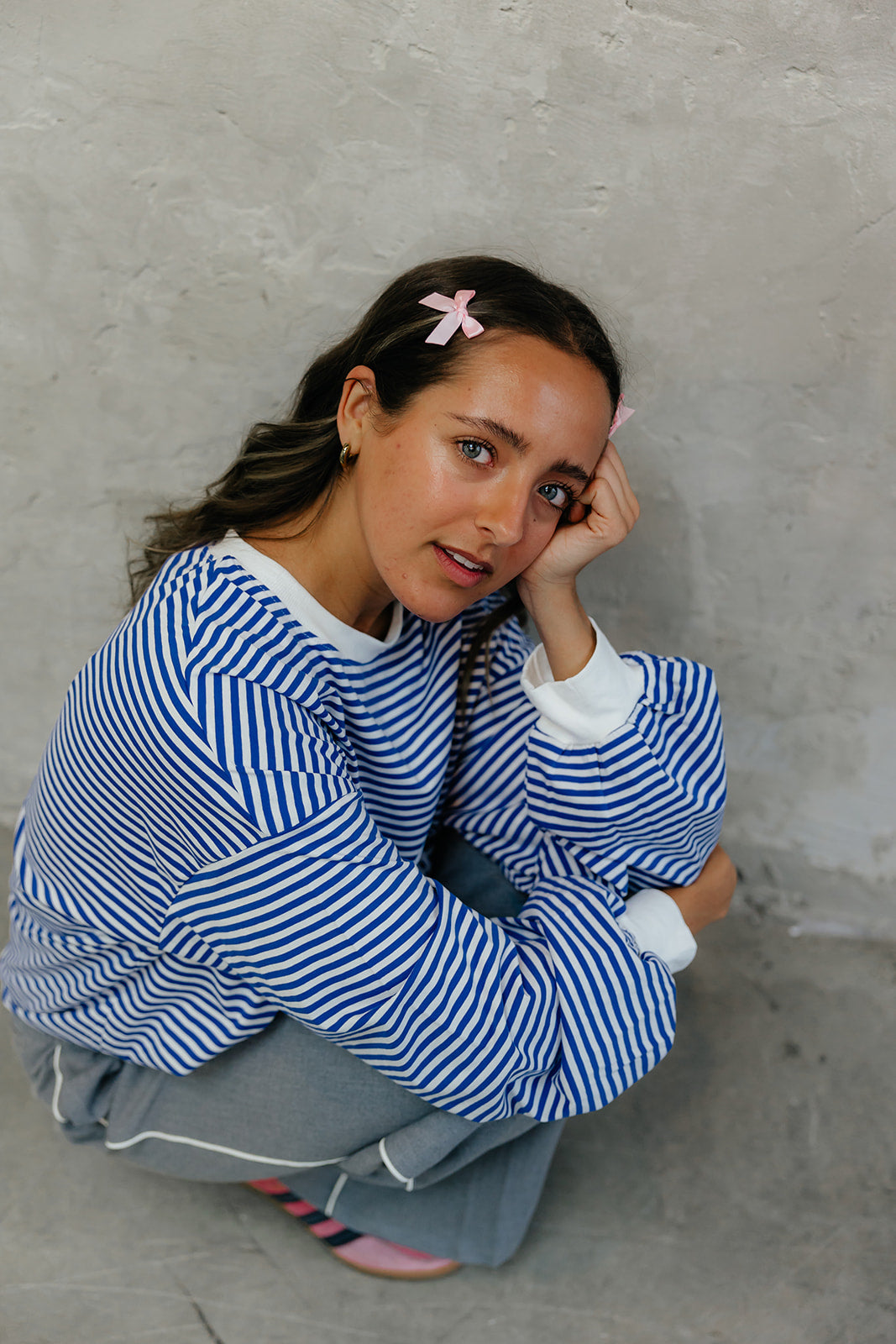 Riot Striped Varsity Tee- in blue/white (FALL RESTOCK PRE-ORDER)