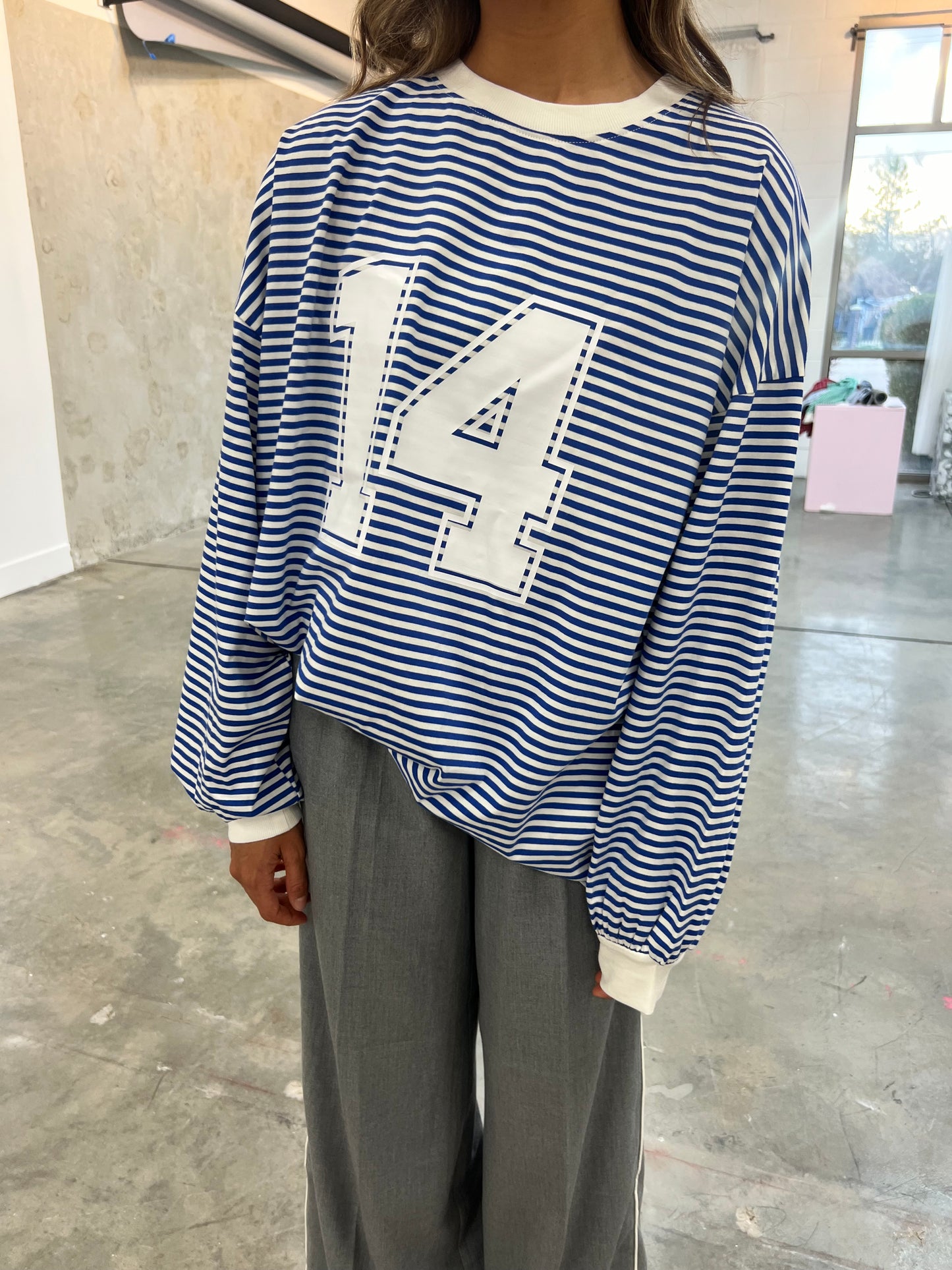 Riot Striped Varsity Tee- in blue/white (FALL RESTOCK PRE-ORDER)