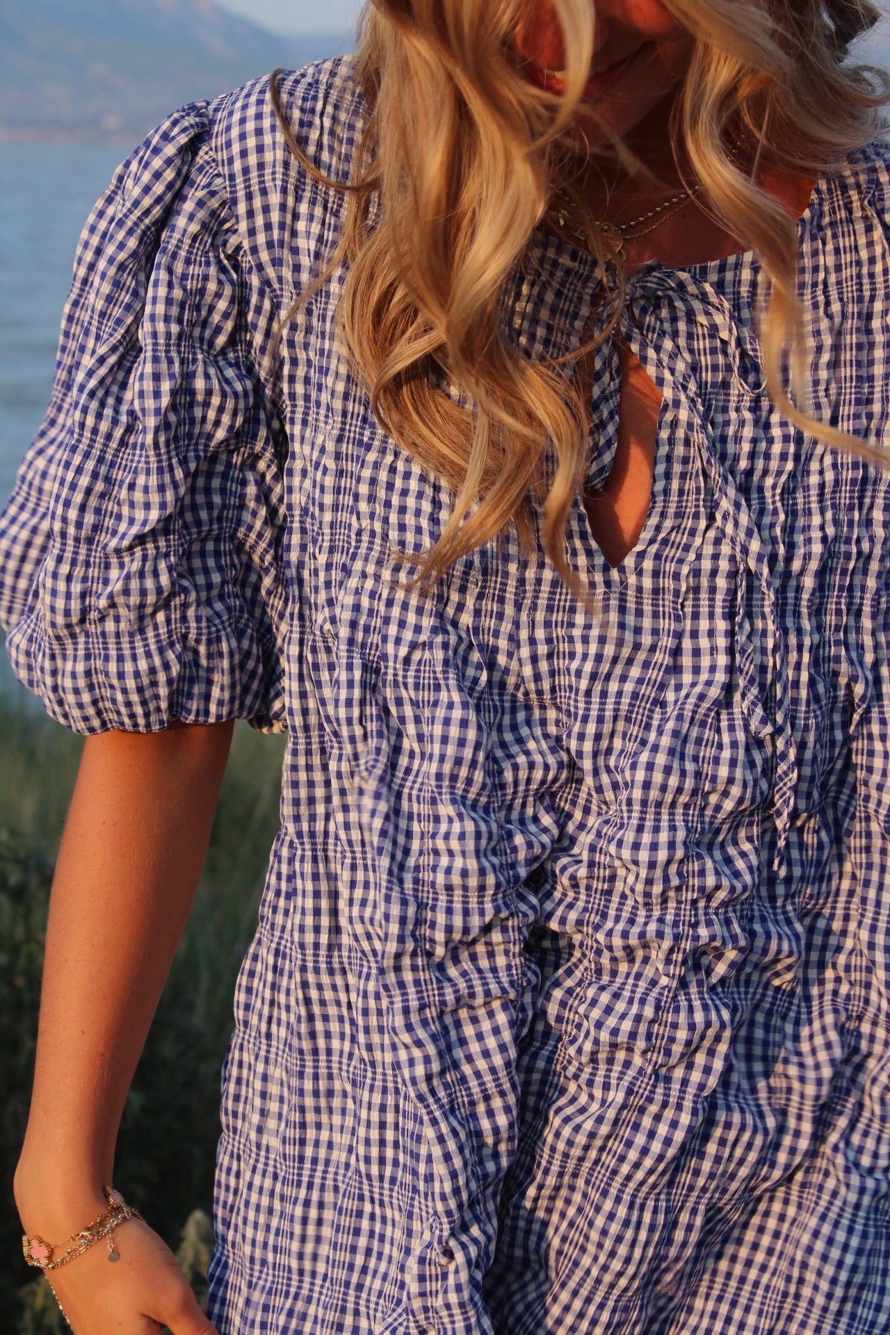Sunday Blueberry Puff Mini Dress