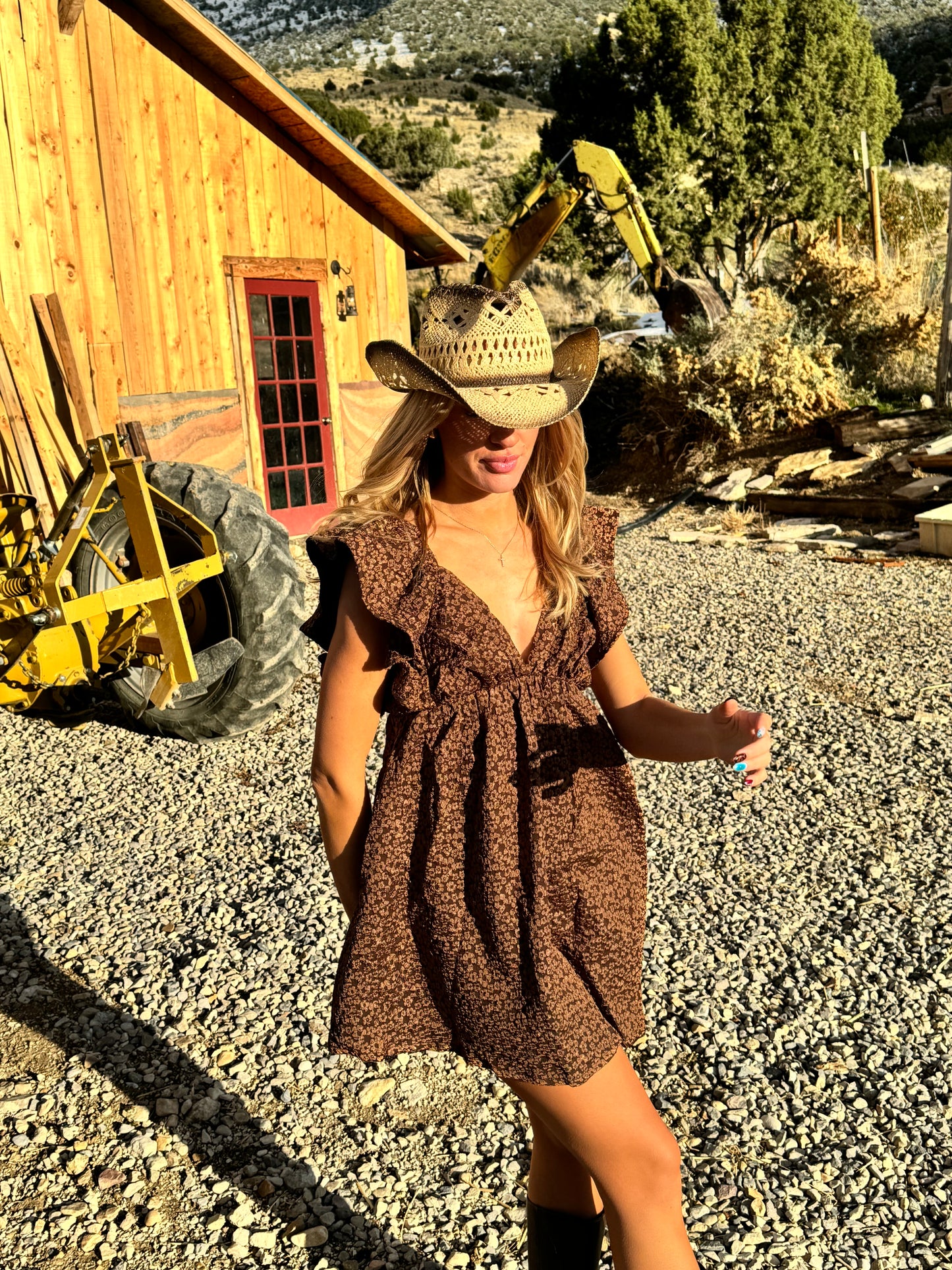 Sunday Hazelnut Flutter Dress