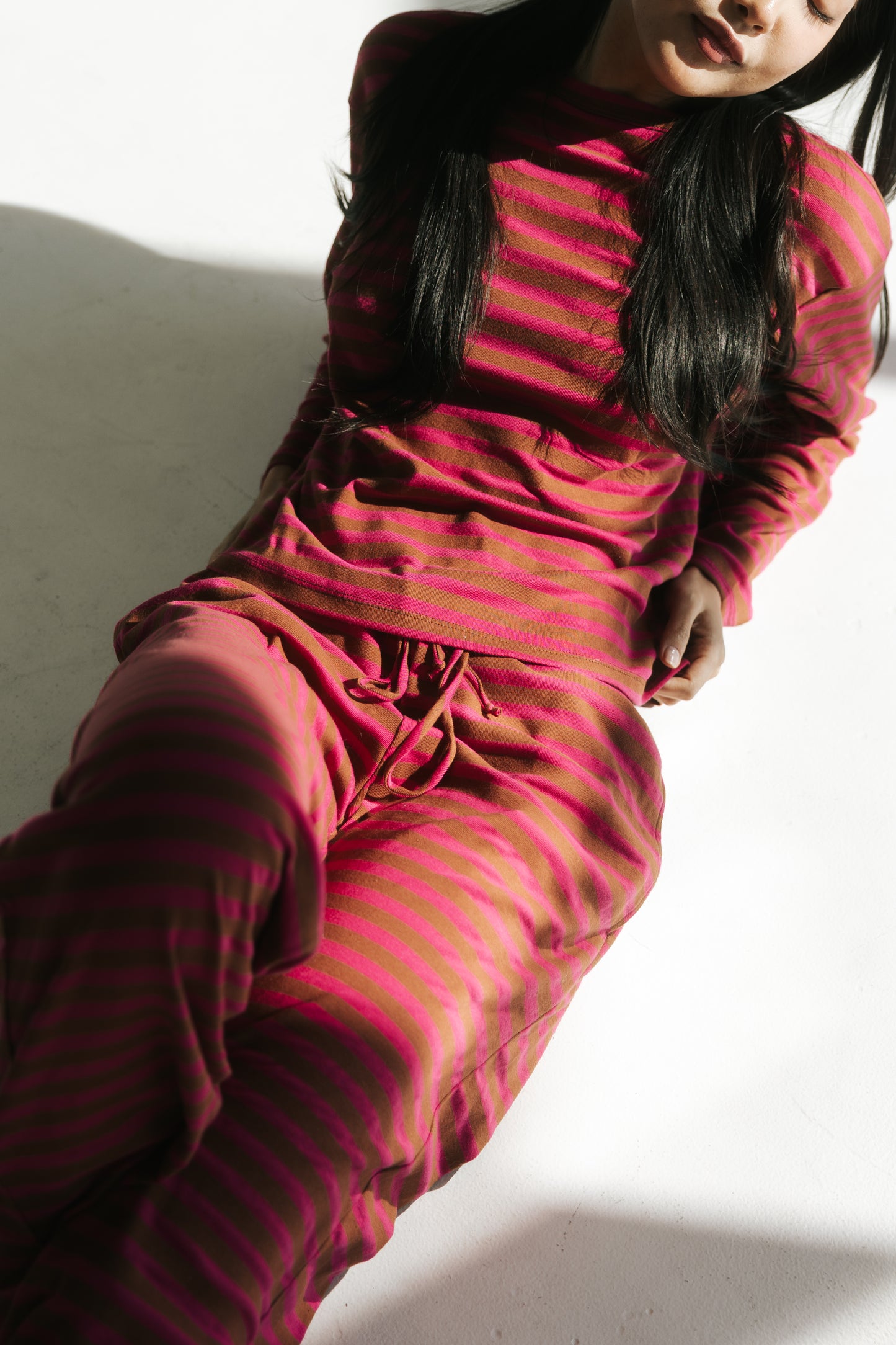 Riot Striped Lounge TEE in- Red/Brown (FALL RESTOCK PRE-ORDER)