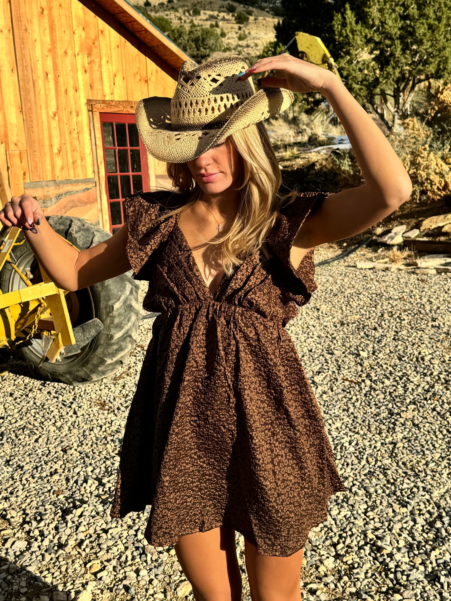 Sunday Hazelnut Flutter Dress