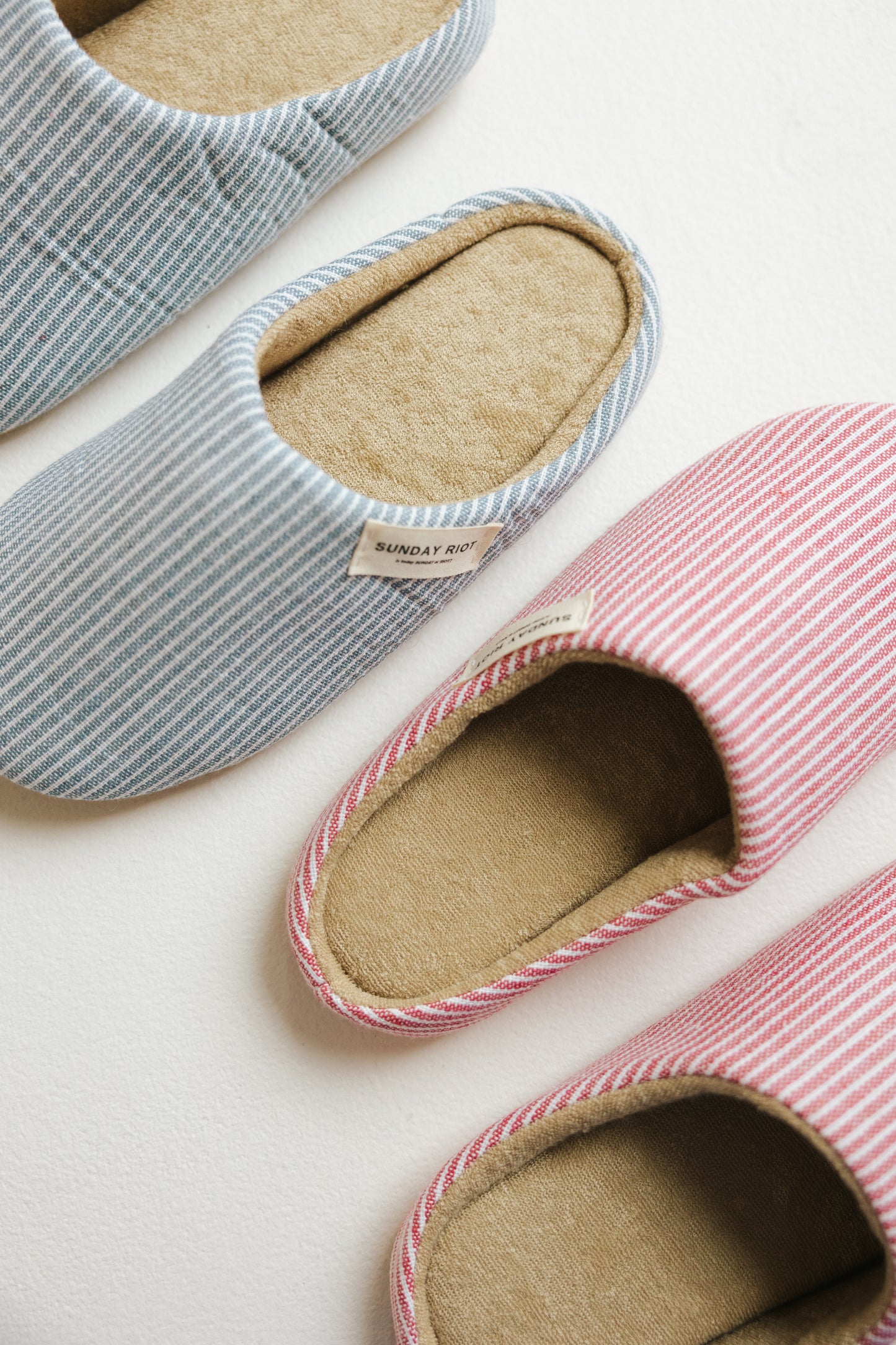 Riot Micro Stripped Slippers in- Strawberry (FALL RESTOCK PRE-ORDER)