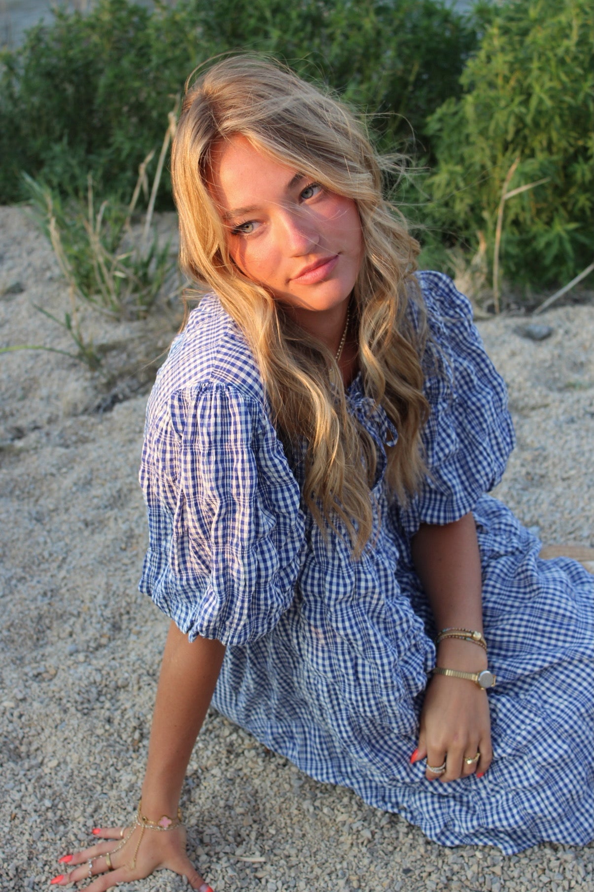 Sunday Blueberry Puff Mini Dress