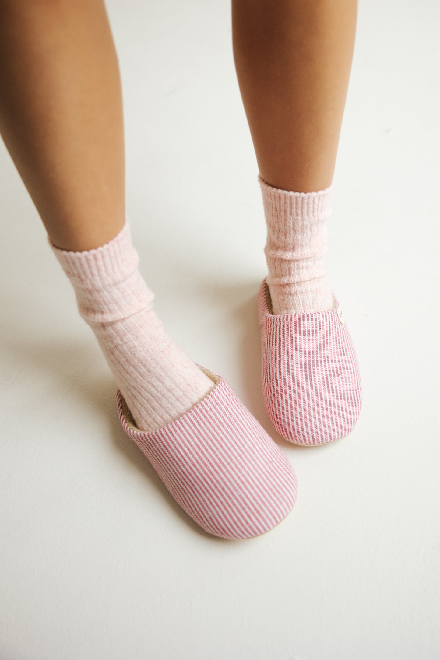 Riot Micro Stripped Slippers in- Strawberry (FALL RESTOCK PRE-ORDER)