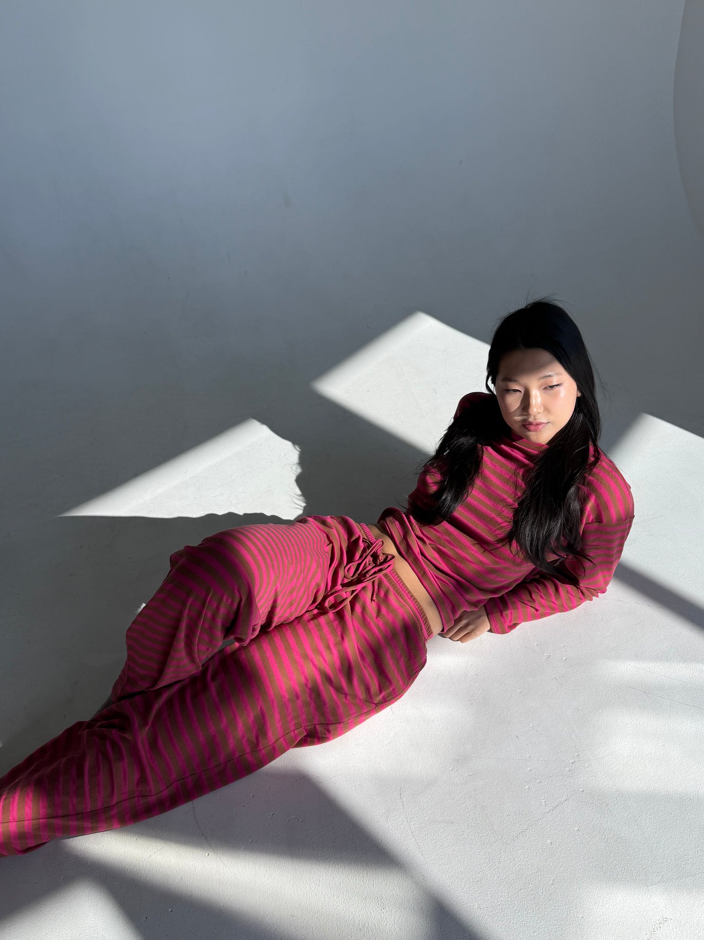 Riot Striped Lounge TEE in- Red/Brown (FALL RESTOCK PRE-ORDER)