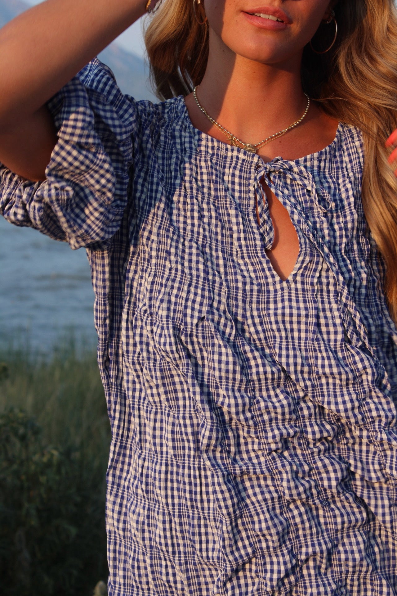 Sunday Blueberry Puff Mini Dress