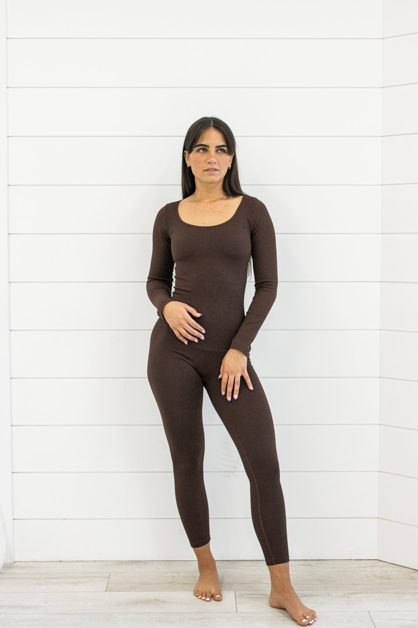 LOML Long Sleeve Bodysuit in Brown