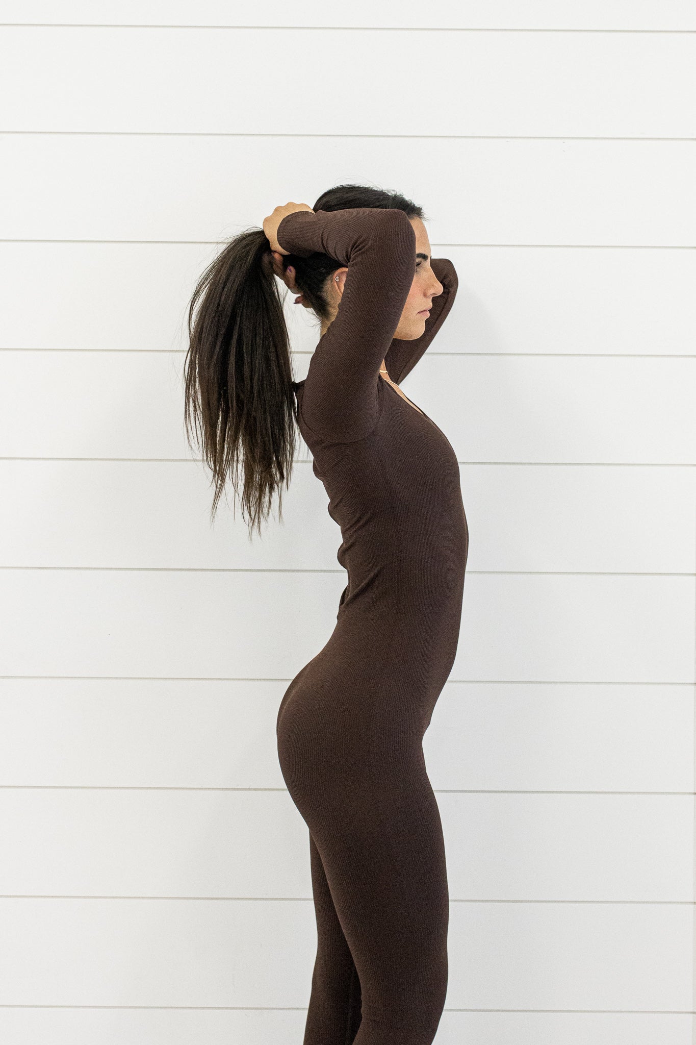 LOML Long Sleeve Bodysuit in Brown