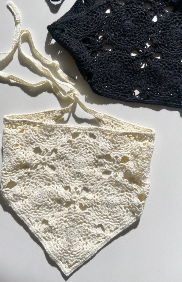 Happy For You Crochet Bandana In Black