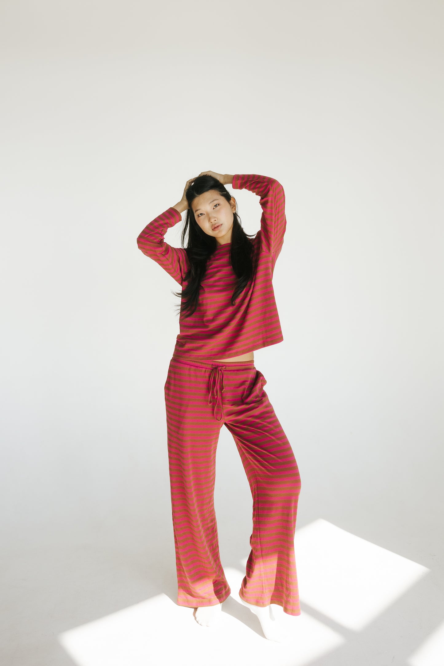 Riot Striped Lounge PANTS in- Red/Brown