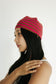 Riot Striped Rib Knit Beanie in- Red/Brown