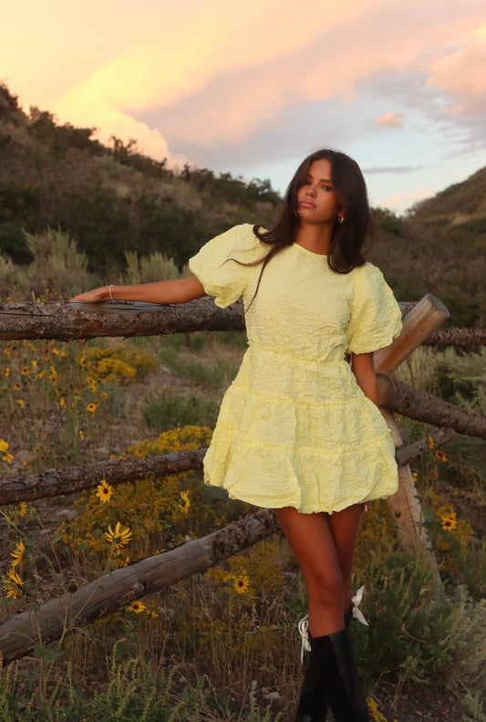 Sunday Lemon Puff Dress (Restock)