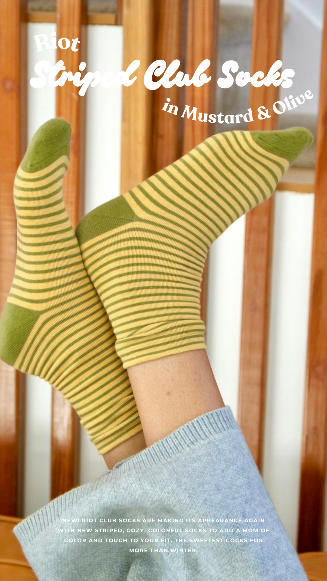 Riot Striped Club Socks- Mustard