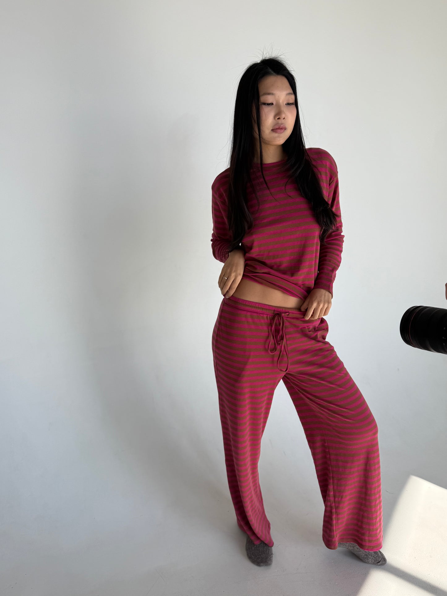 Riot Striped Lounge PANTS in- Red/Brown