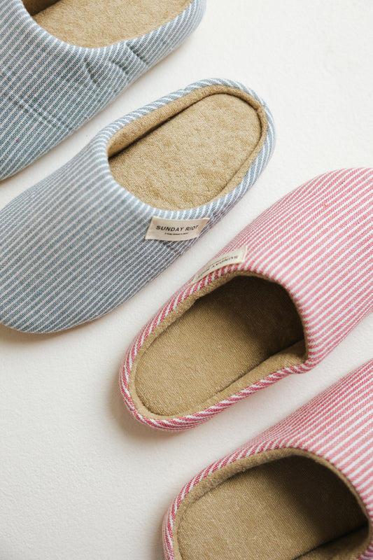 Riot Micro Stripped Slippers in- Blueberry