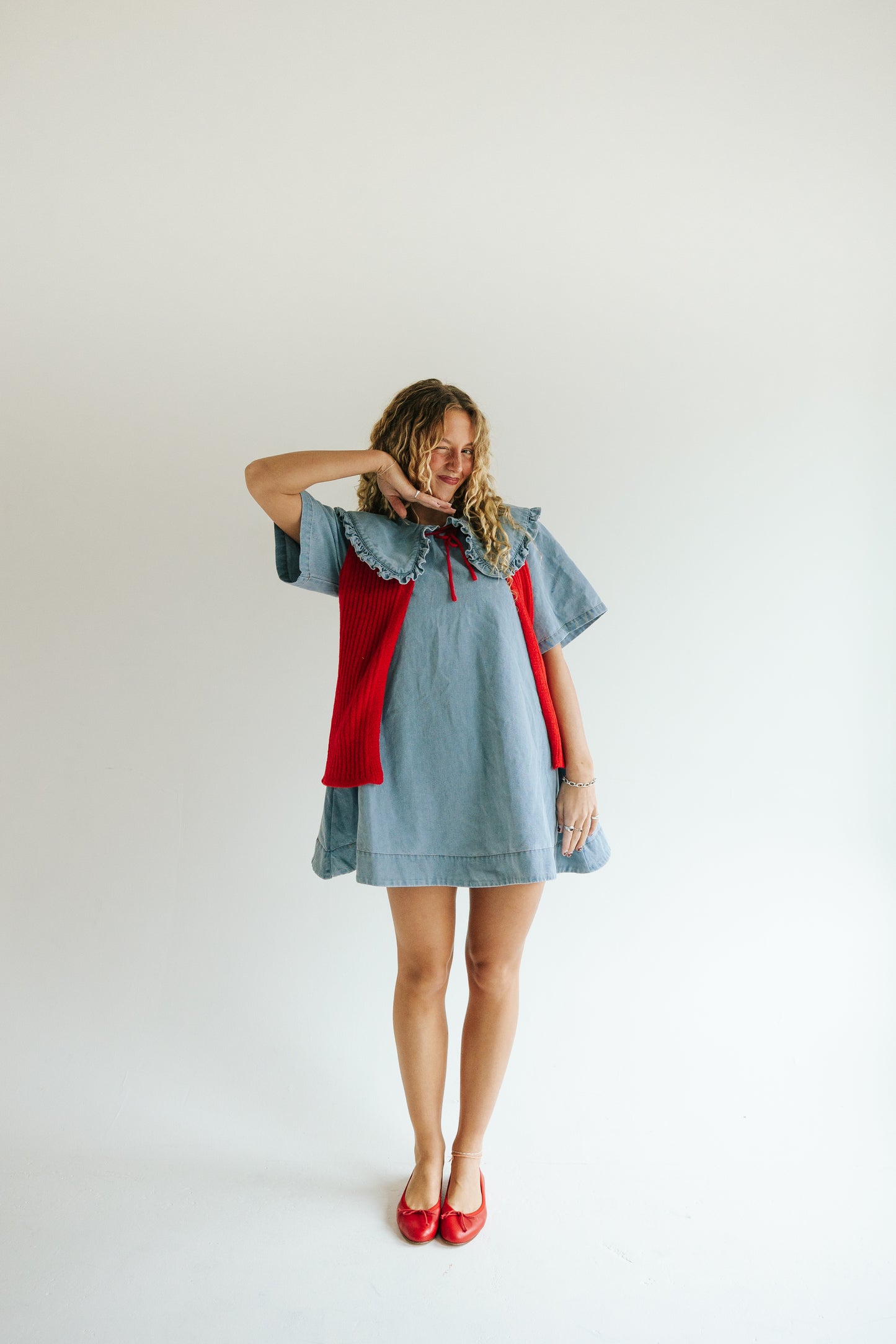 Sunday Eyelet Collar Denim Dress