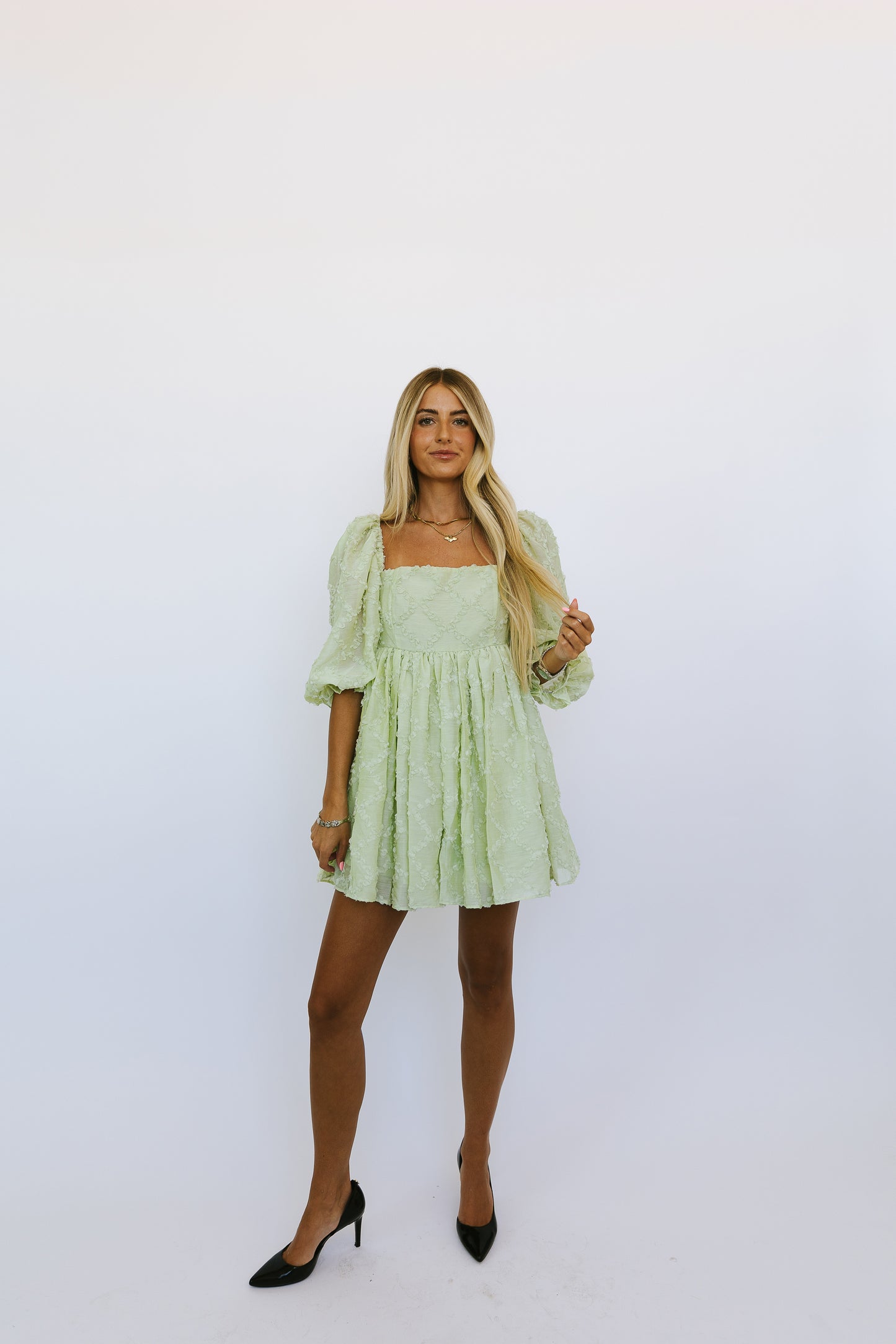 Sunday Lime Dot Mini Dress