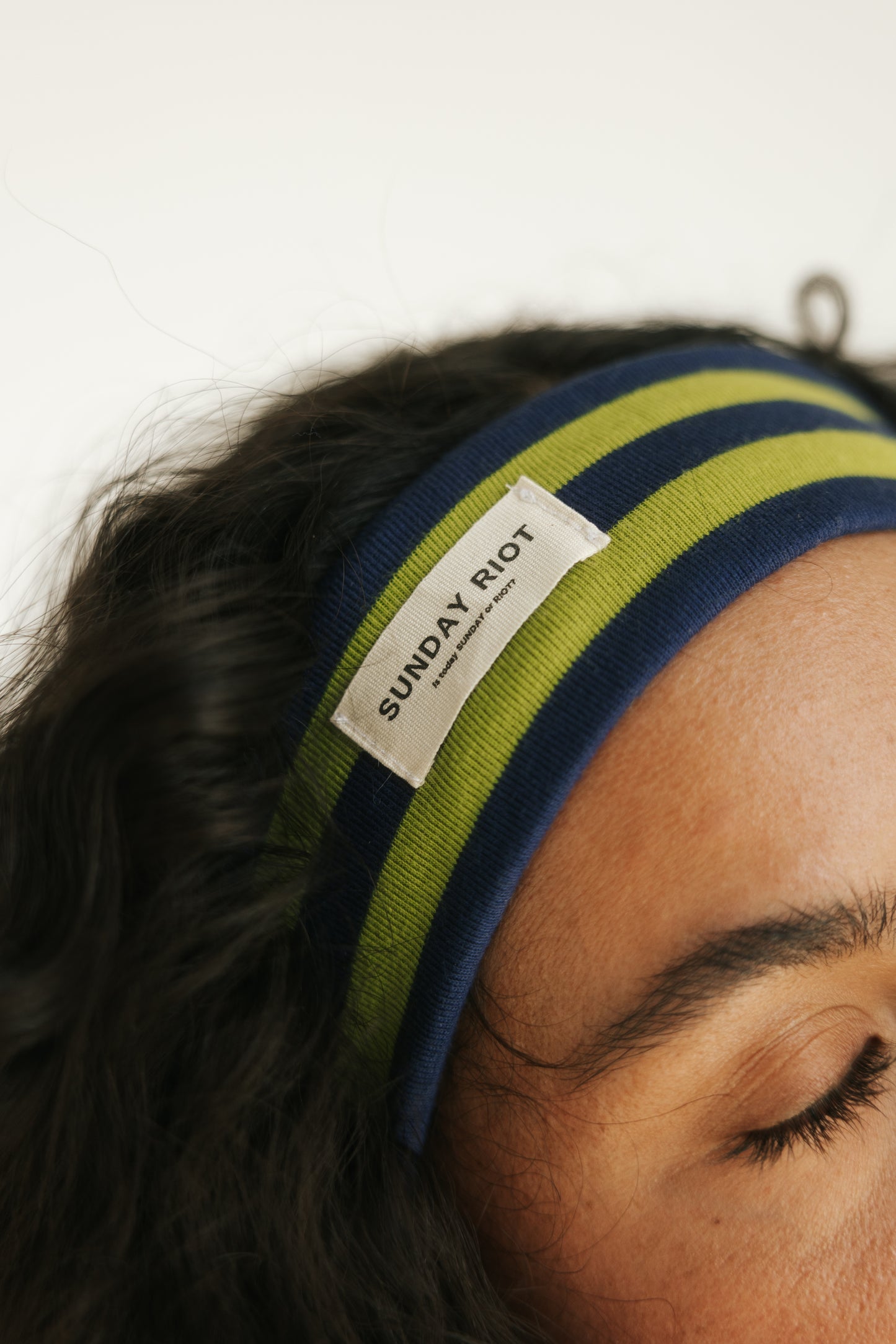 Riot Striped Headband in- Navy/Green