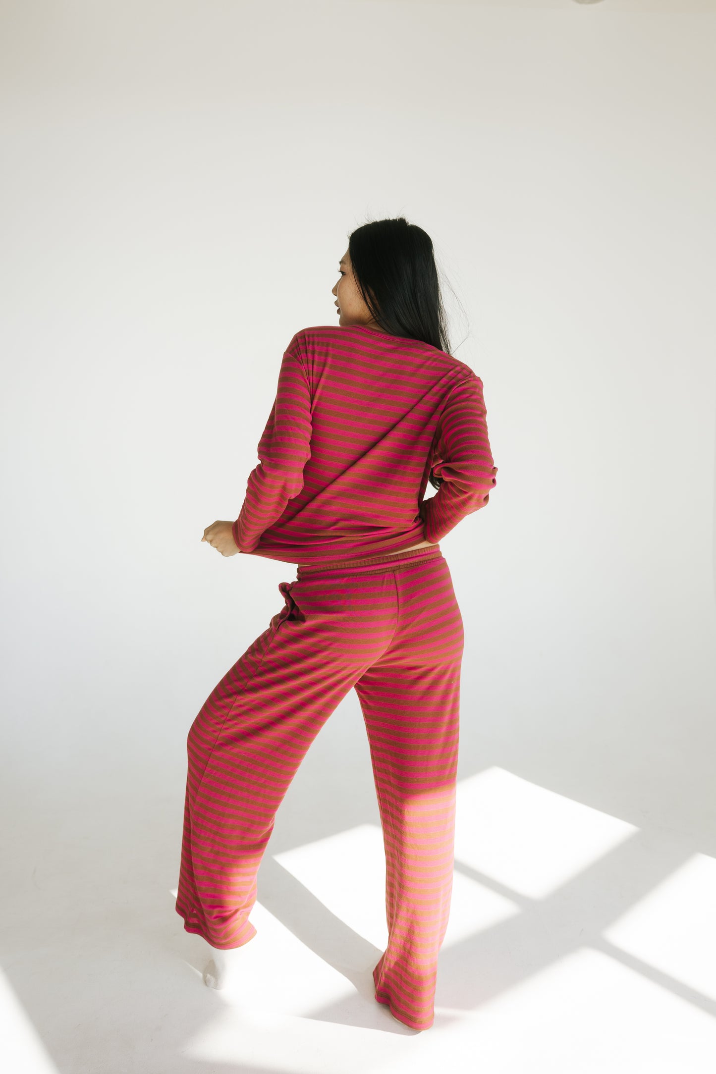 Riot Striped Lounge PANTS in- Red/Brown