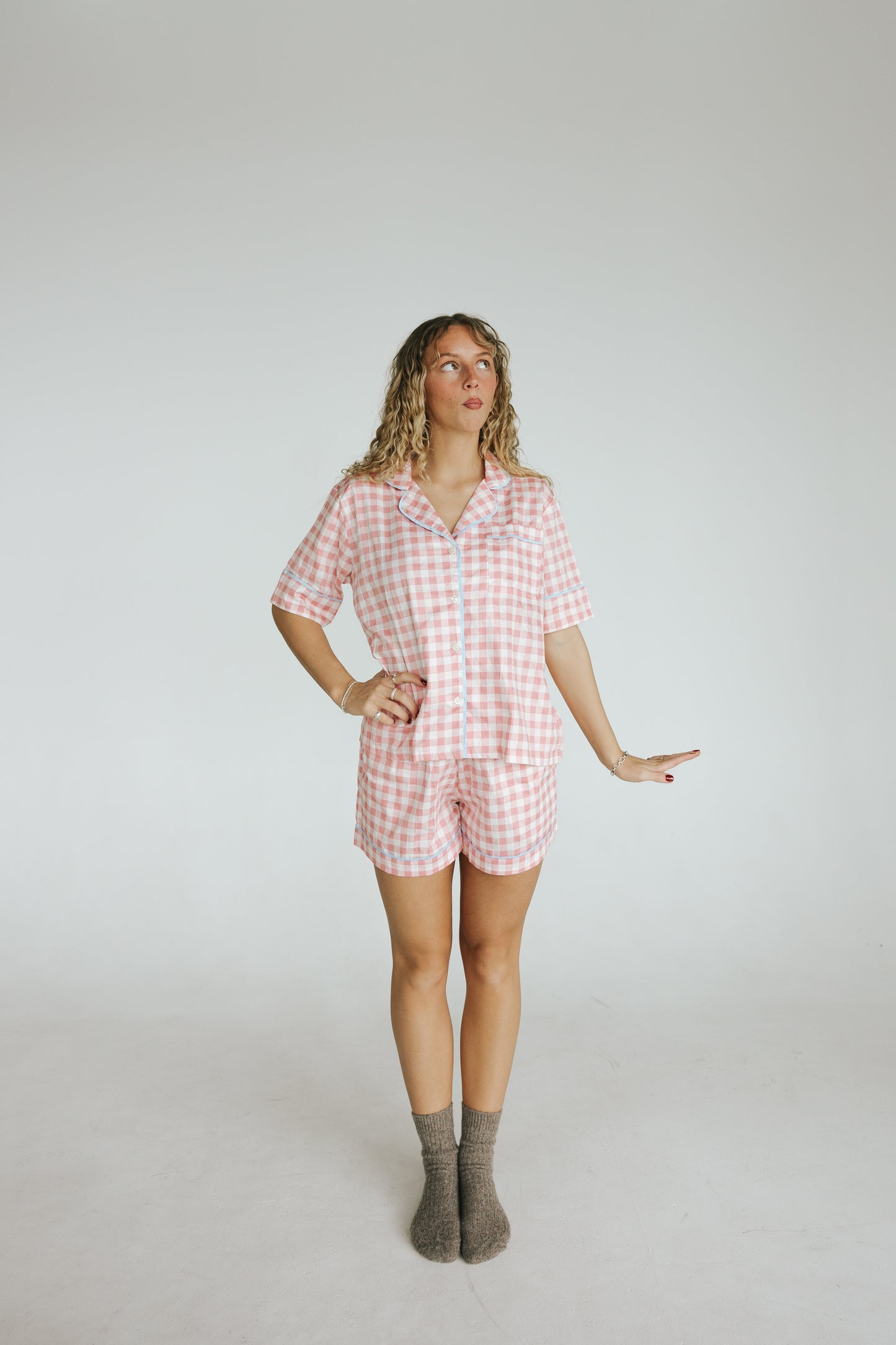 Riot 7am Short Sleeve Boxer Set in- Sky blush