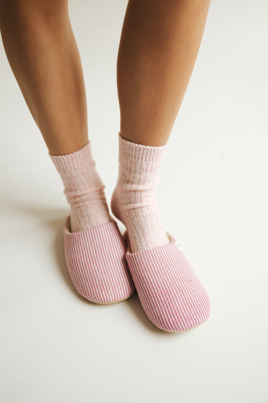 Riot Micro Stripped Slippers in- Strawberry (FALL RESTOCK PRE-ORDER)
