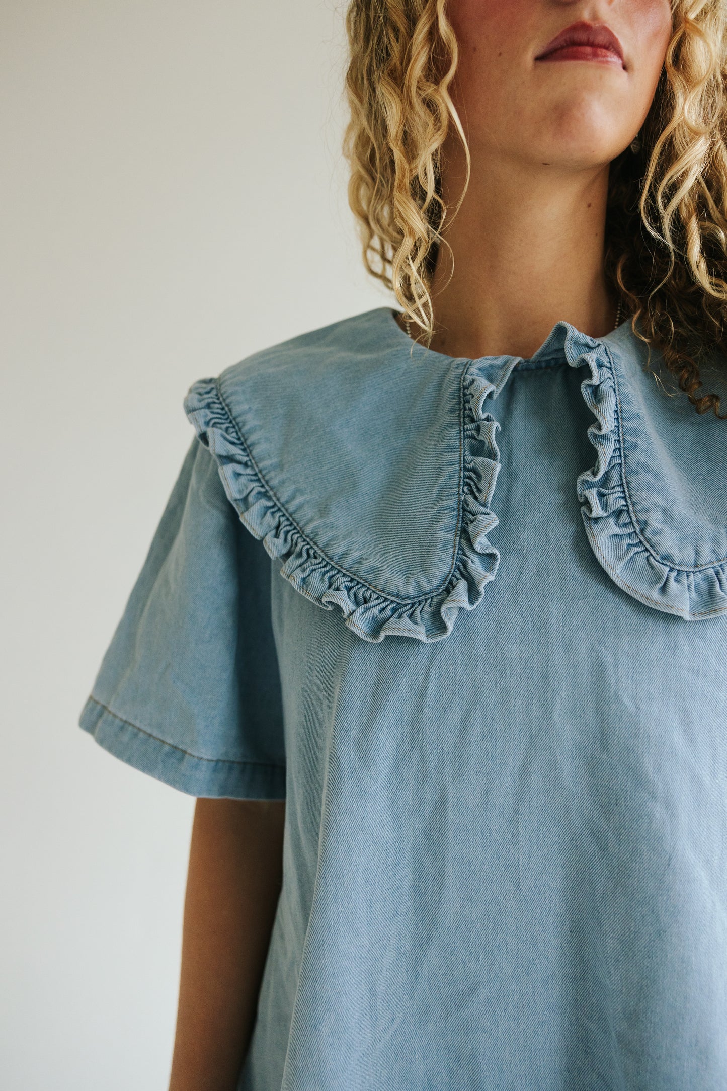 Sunday Eyelet Collar Denim Dress