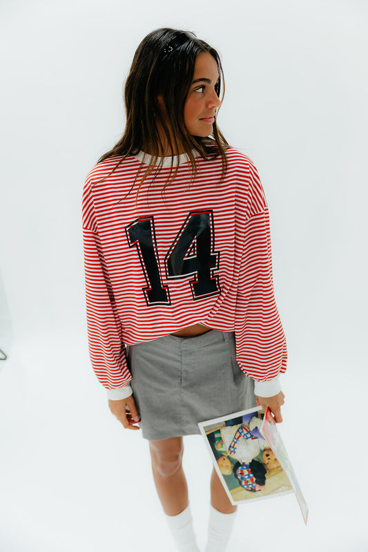 RESTOCKED Riot Striped Varsity Tee (RED)