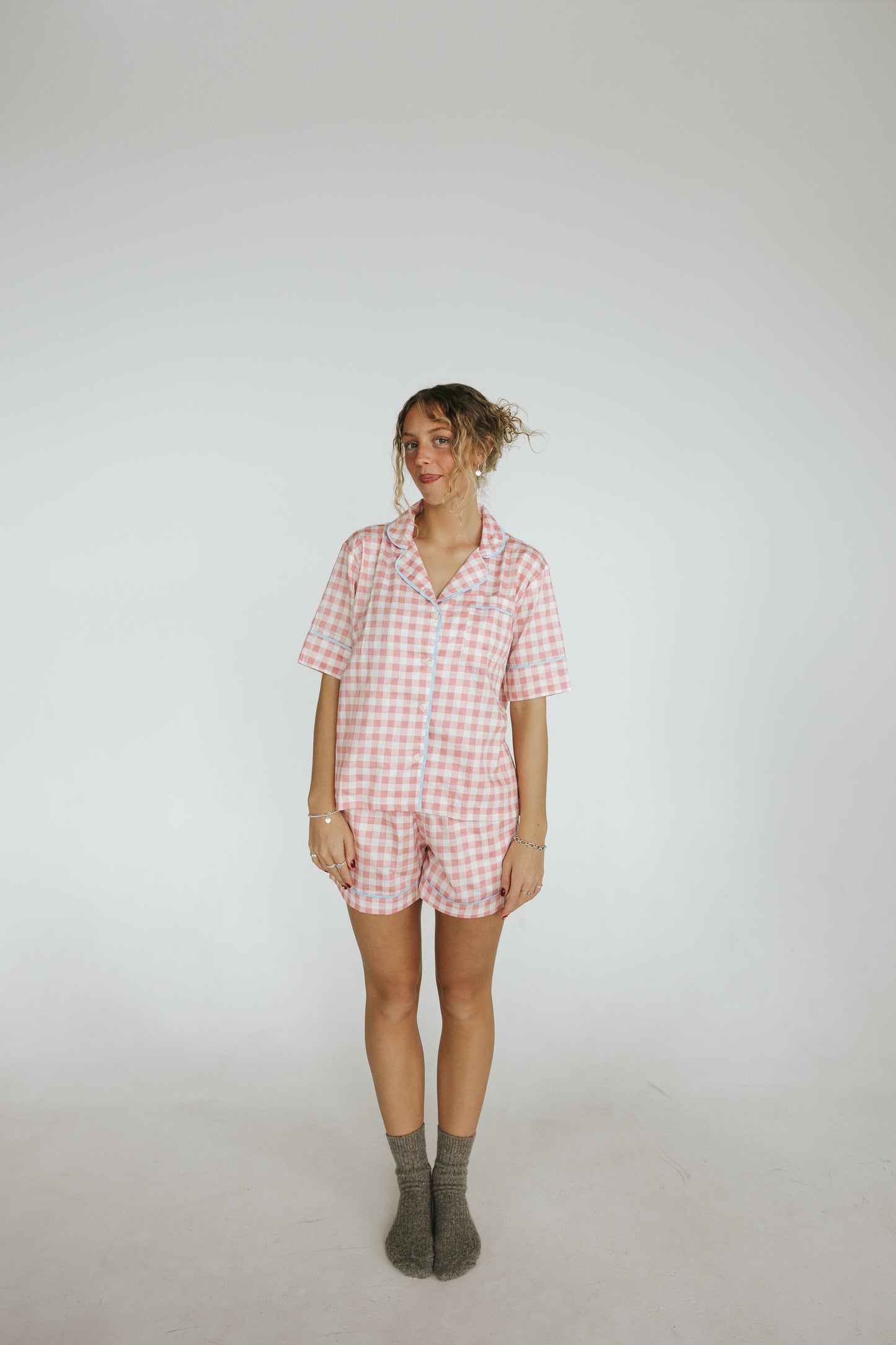 Riot 7am Short Sleeve Boxer Set in- Sky blush