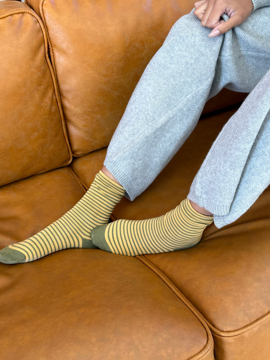 Riot Striped Club Socks- Mustard