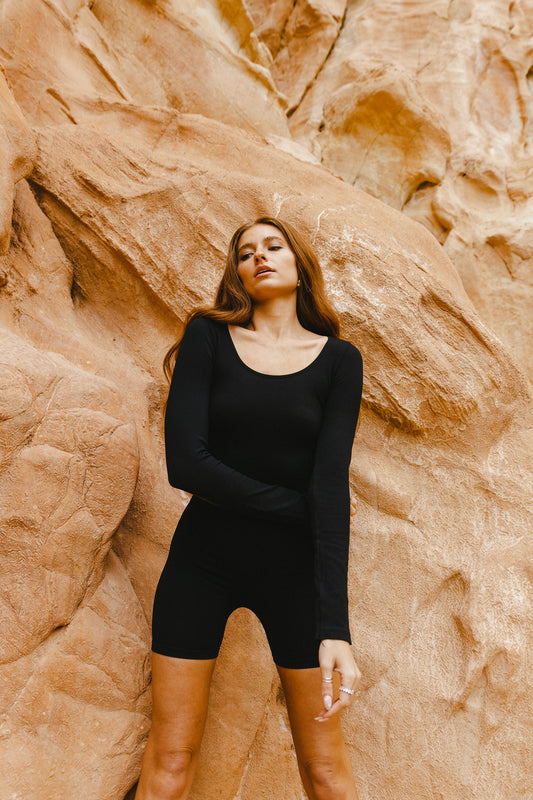 Riot 4" Long Sleeve Black LOML Bodysuit